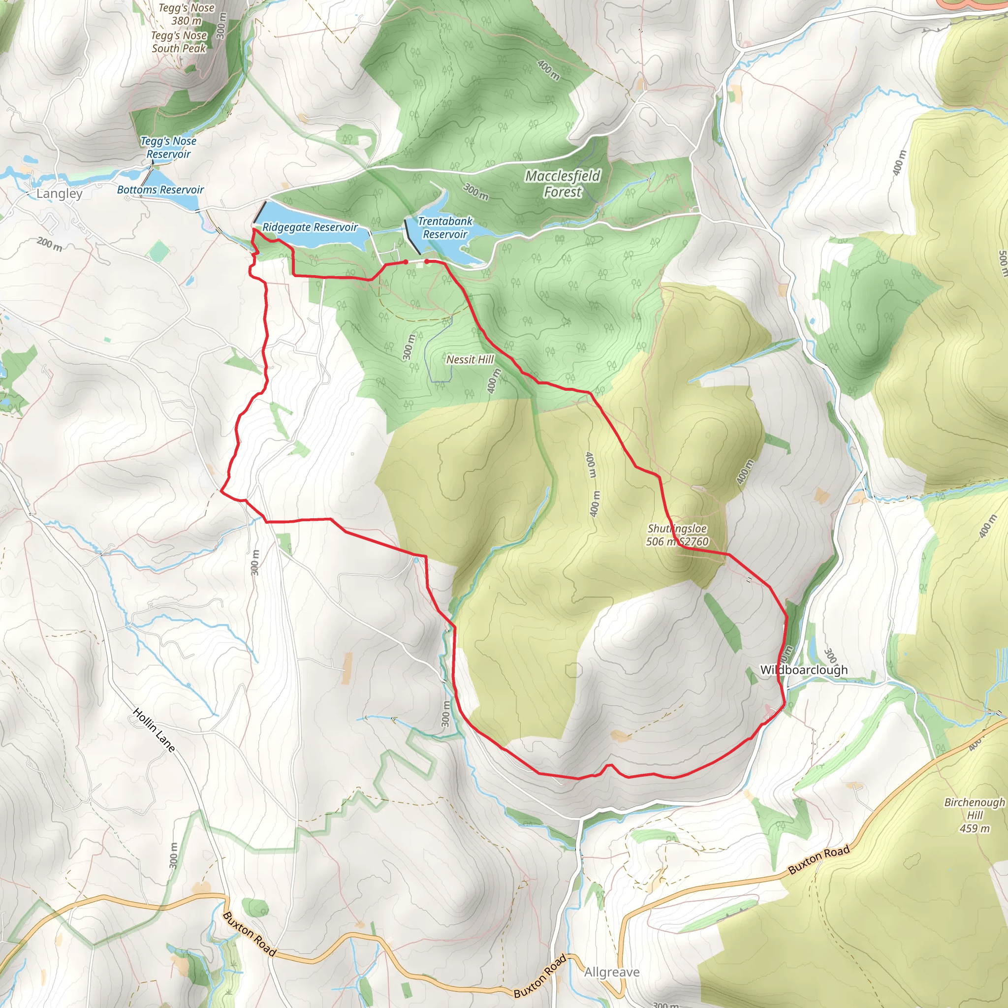 Wildboarclough and Shutlingsloe mobile static map
