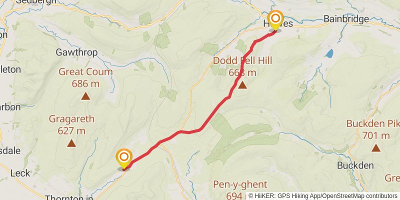 Lancaster Castle to Richmond Castle Walk stage 3 Map