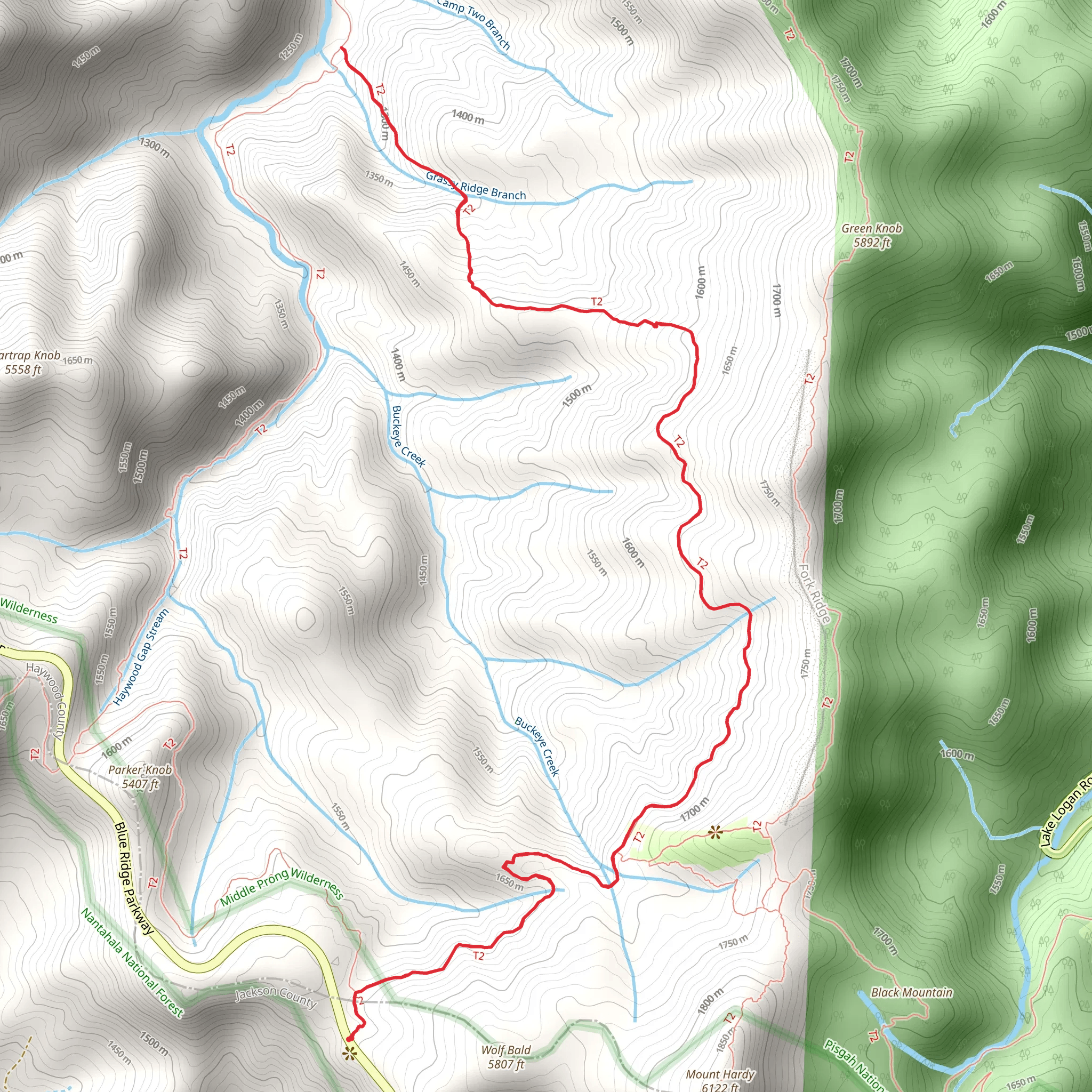 Buckeye Gap Trail via Mountains to Sea Trail mobile static map