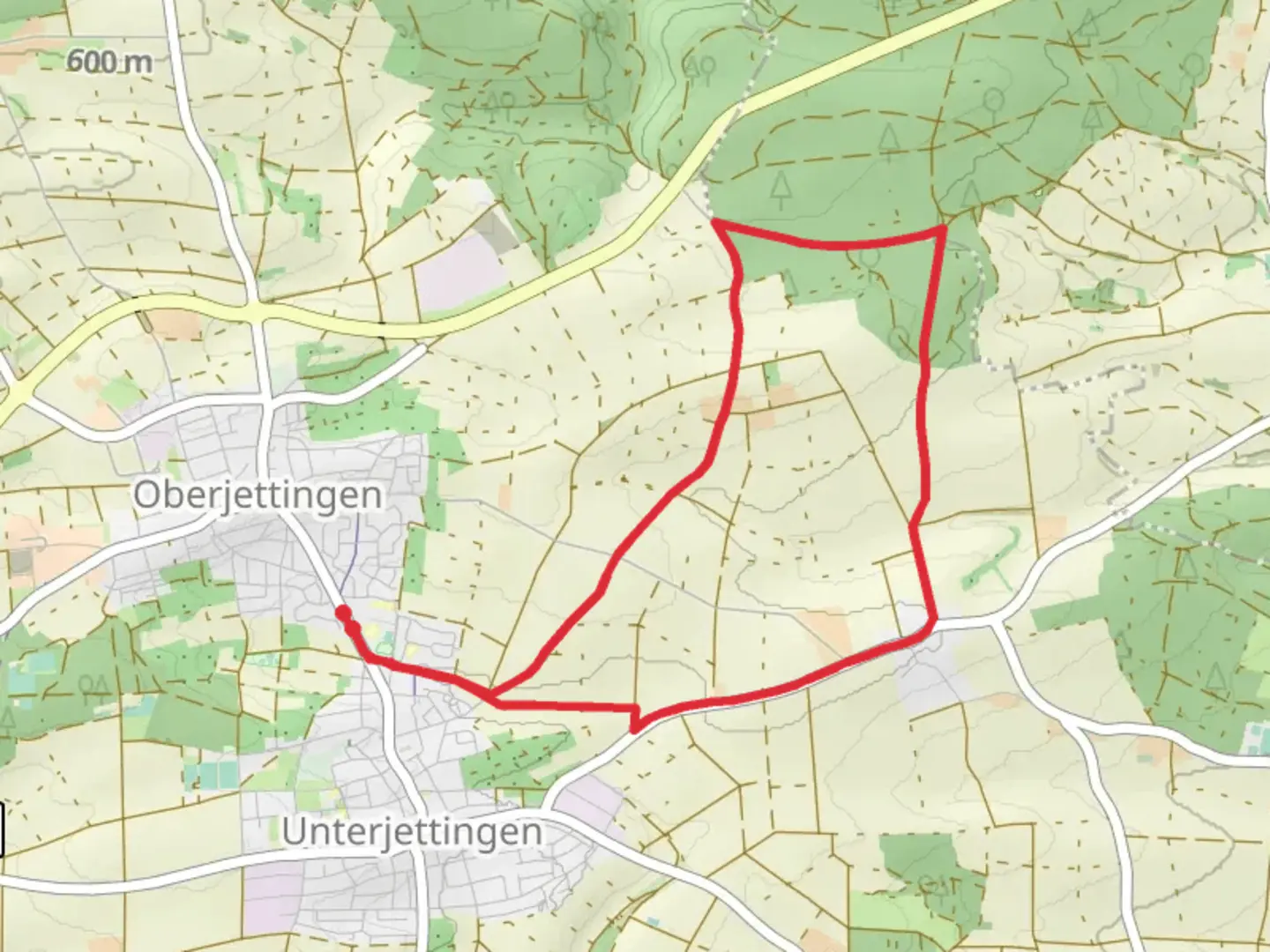 An image depicting the trail Jettingen Rundwanderweg and its surrounding area.