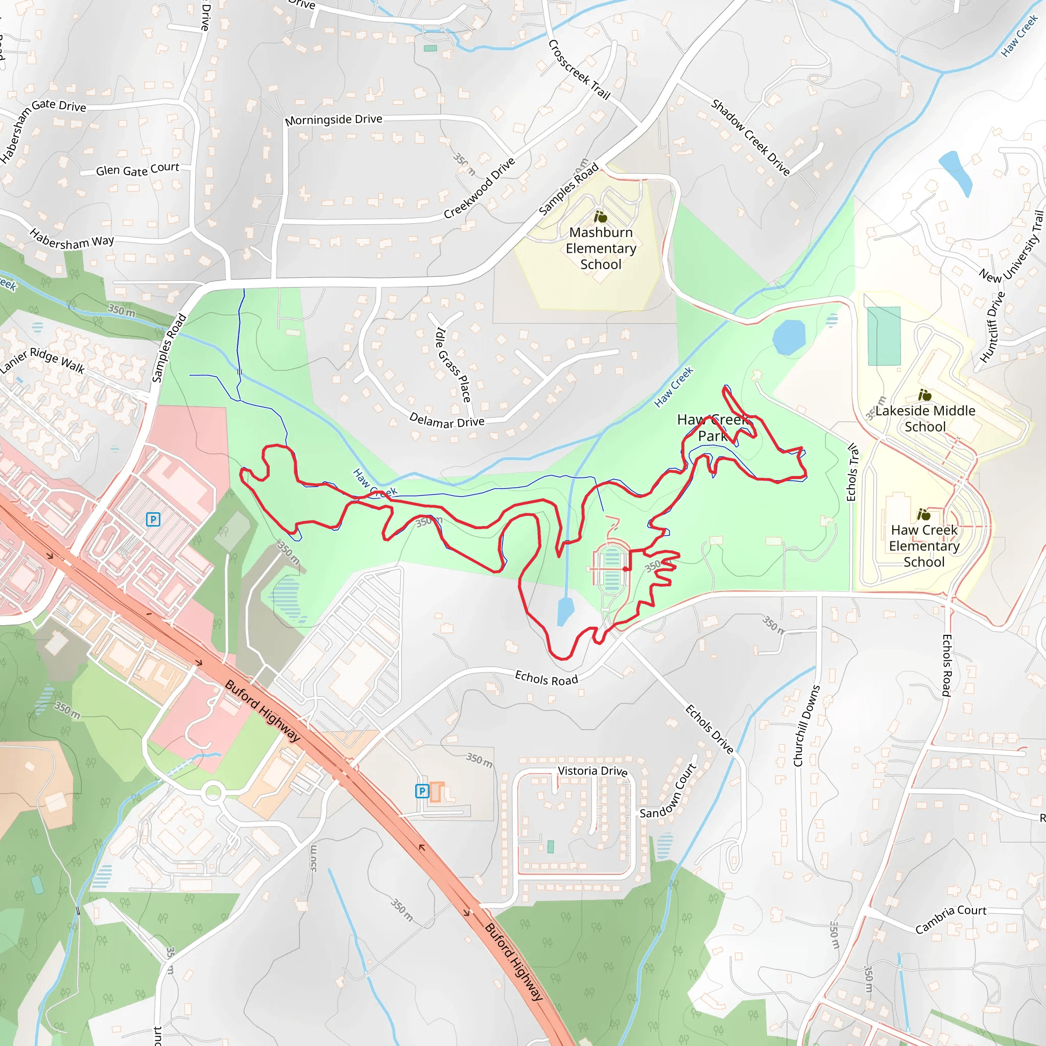Haw Creek Park Loop mobile static map