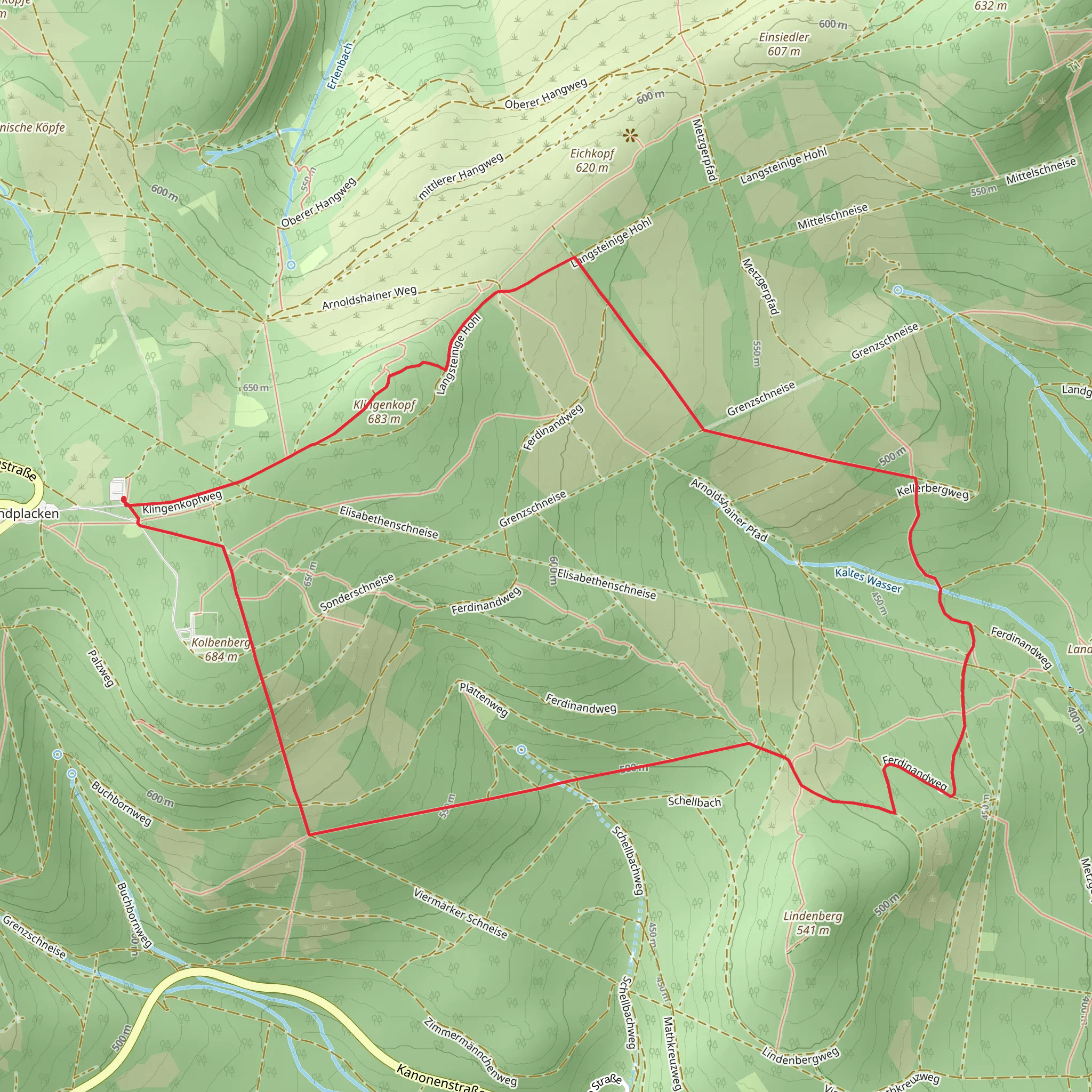 Hessenweg 9 and Taunusklub Route mobile static map