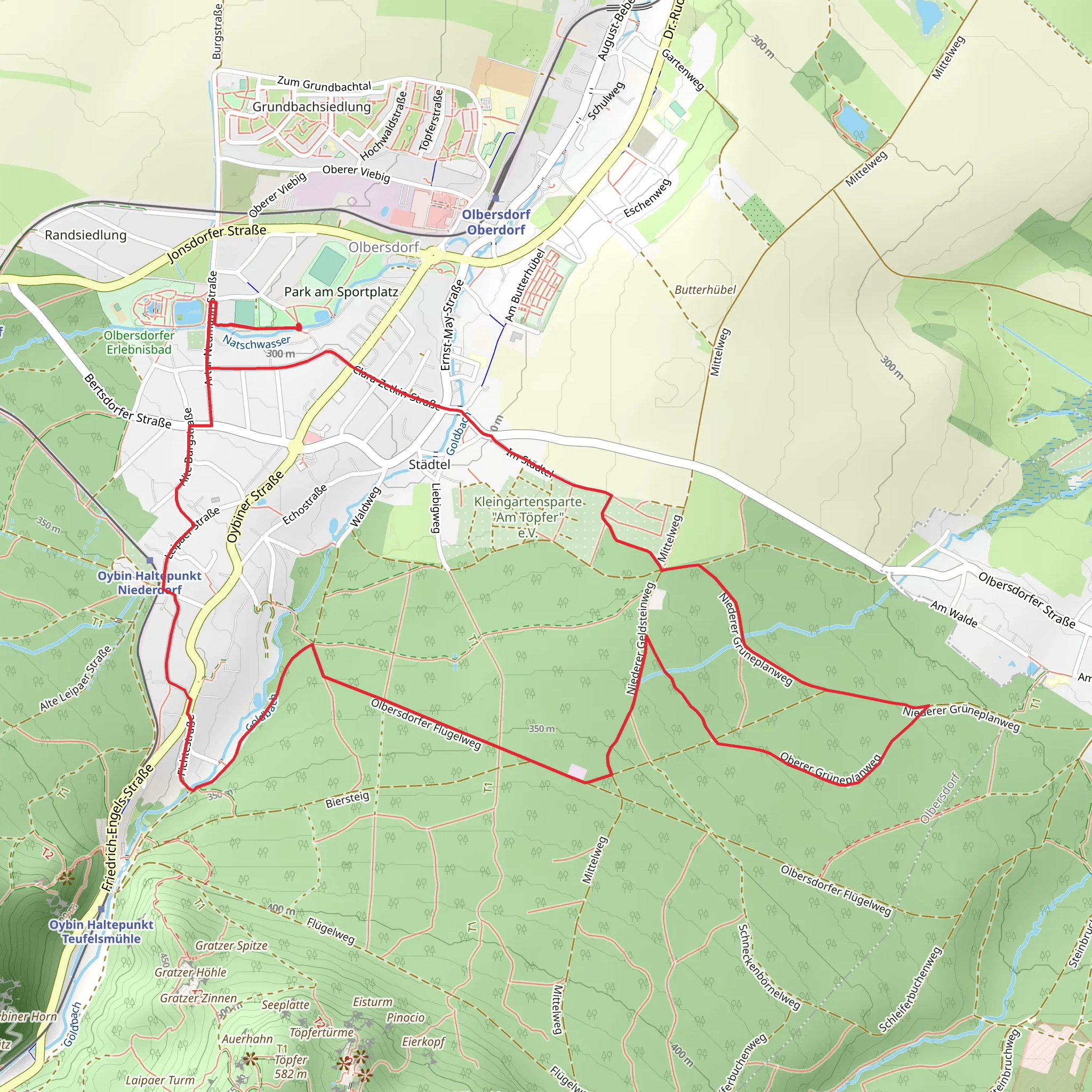 Oybin Rundweg and Lueckendorf Loop mobile static map