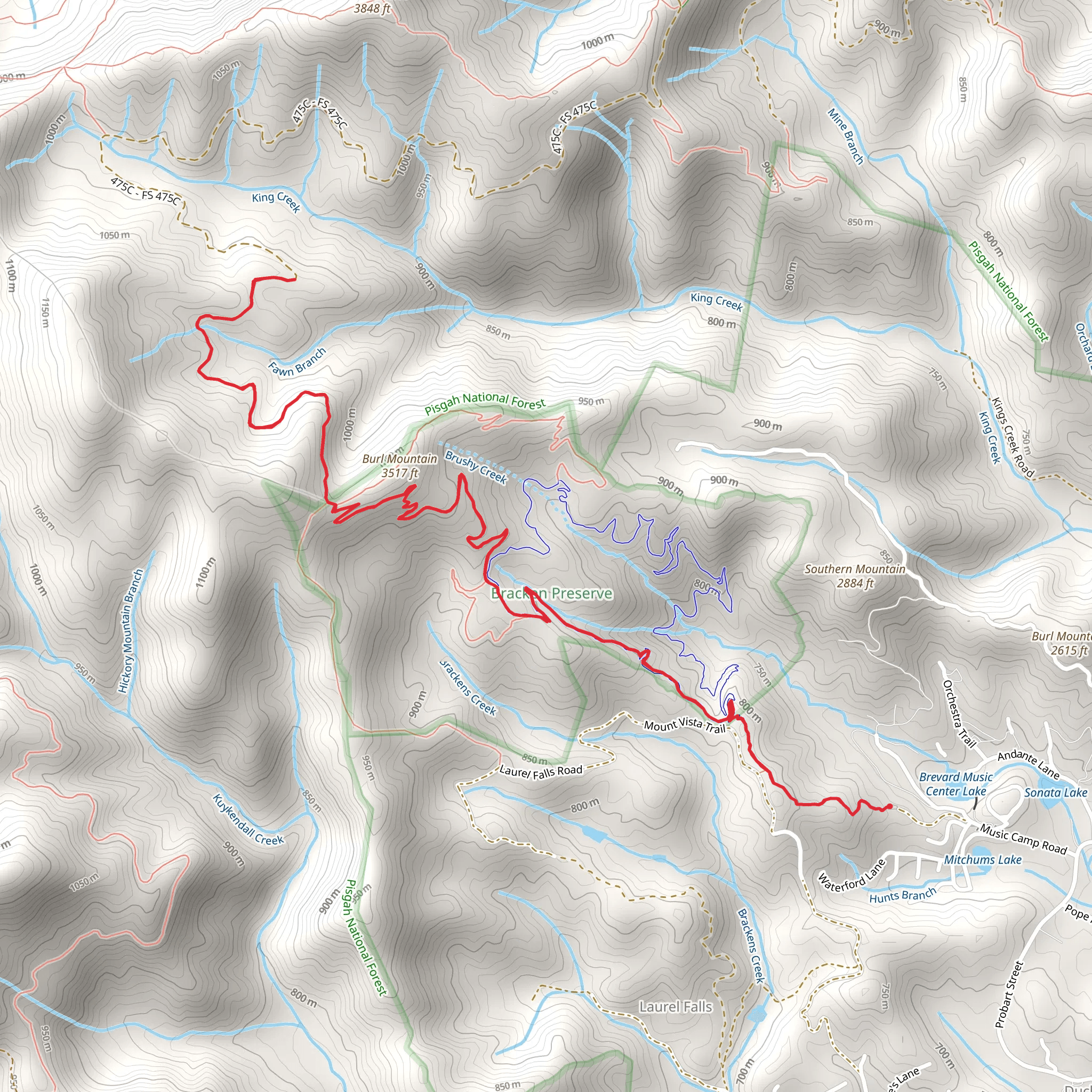 Bracken Mountain Trail mobile static map