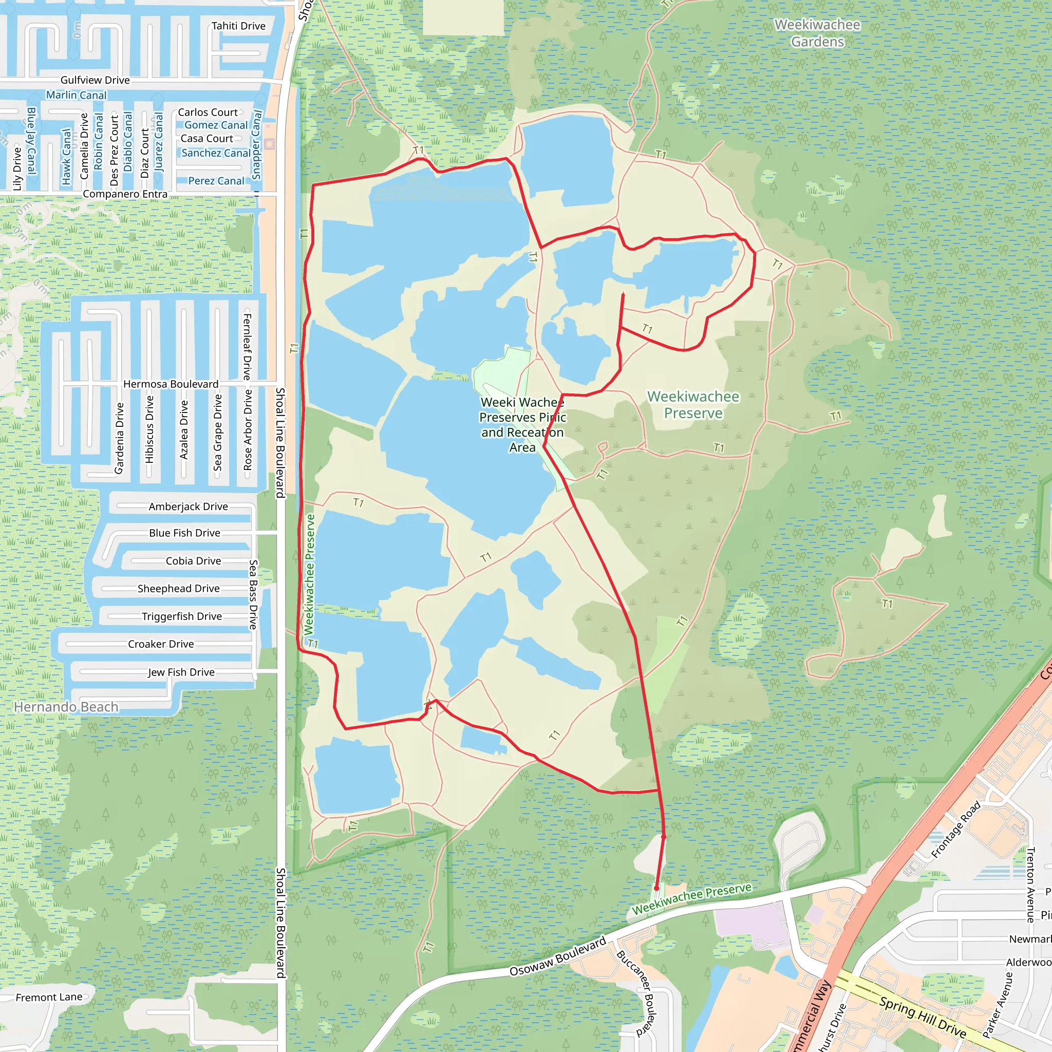 Weekiwachee Preserves Picnic Recreation Area Loop mobile static map