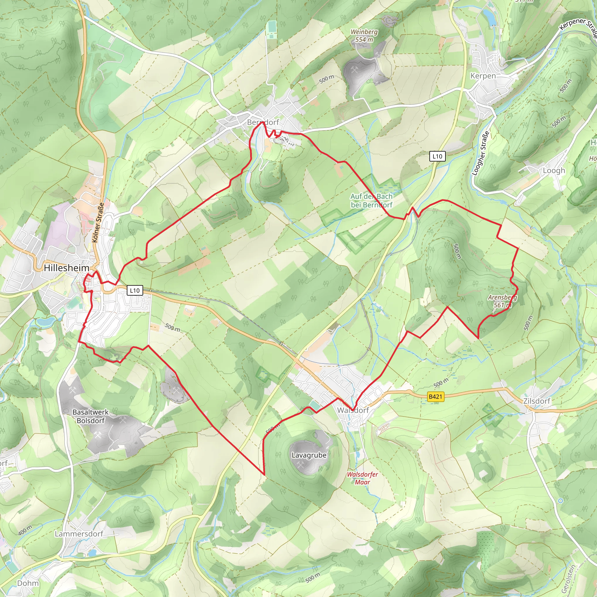 Hillesheim to Arensberg Loop mobile static map