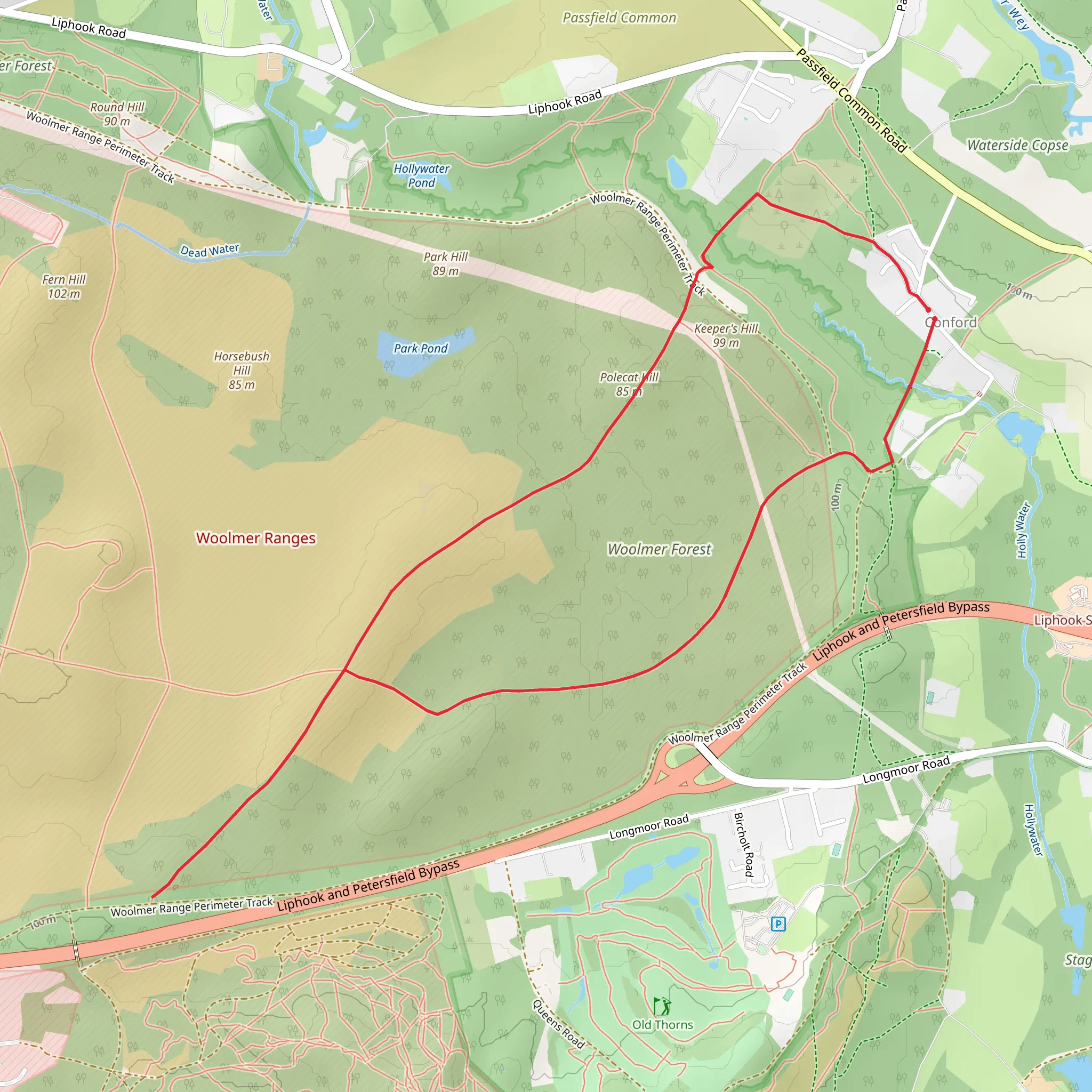 Woolmer Forest Walk mobile static map
