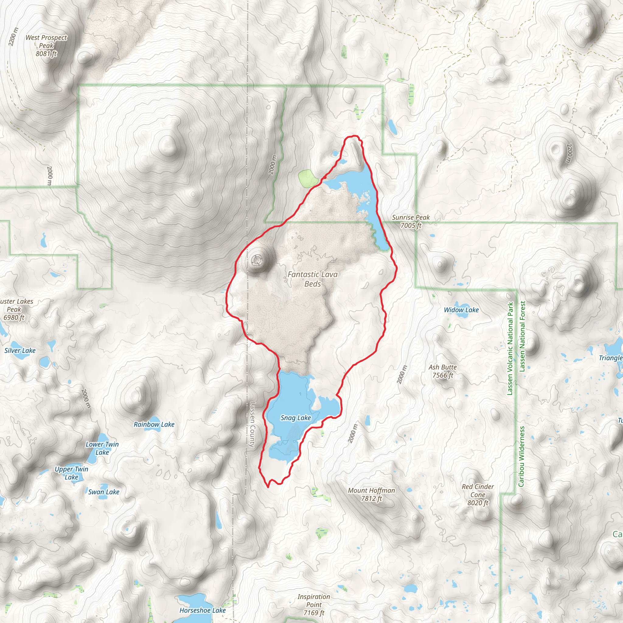 Butte Lake and Snag Lake Loop mobile static map