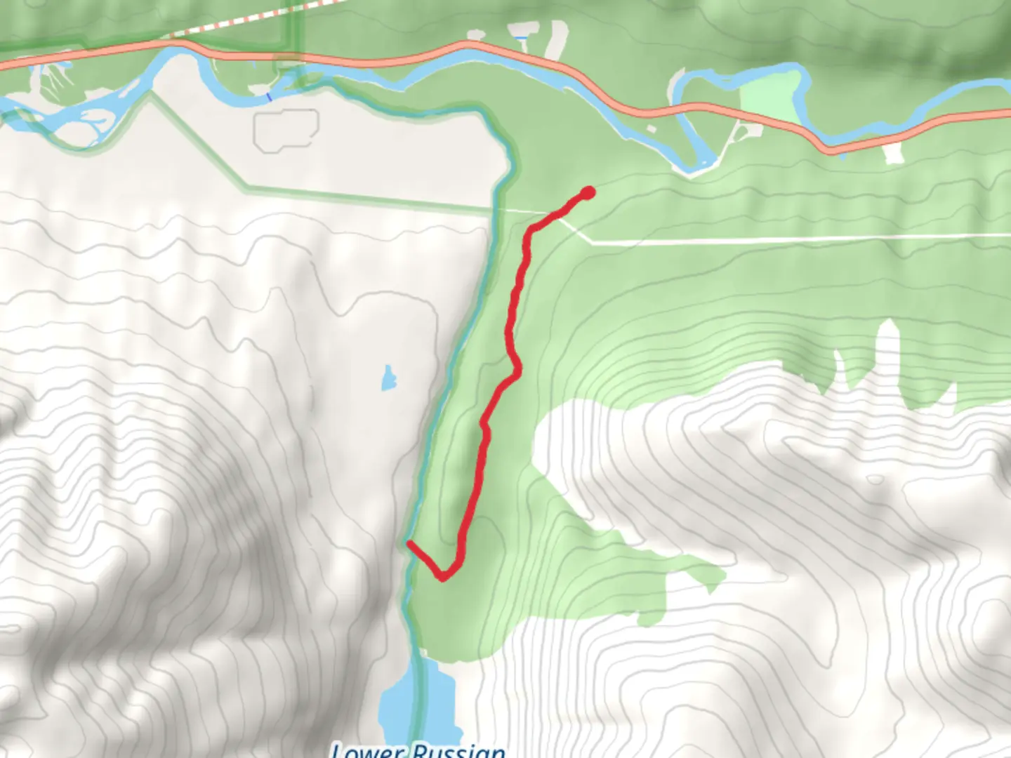 An image depicting the trail Russian River Falls Trail and its surrounding area.
