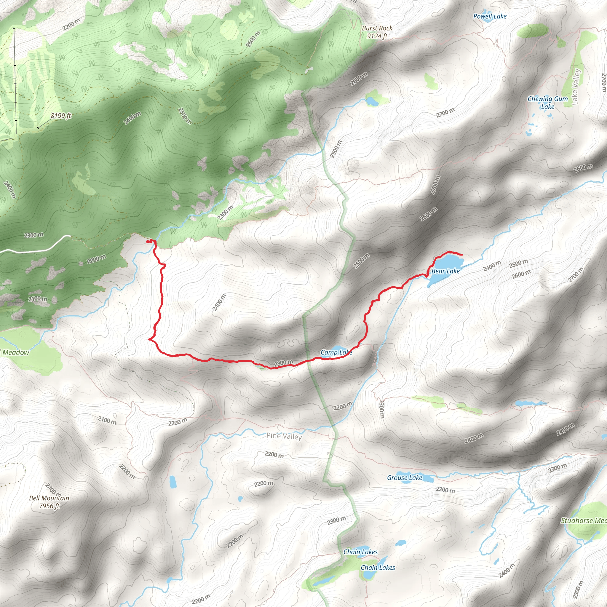 Bear and Camp Lake via Crabtree Trail mobile static map