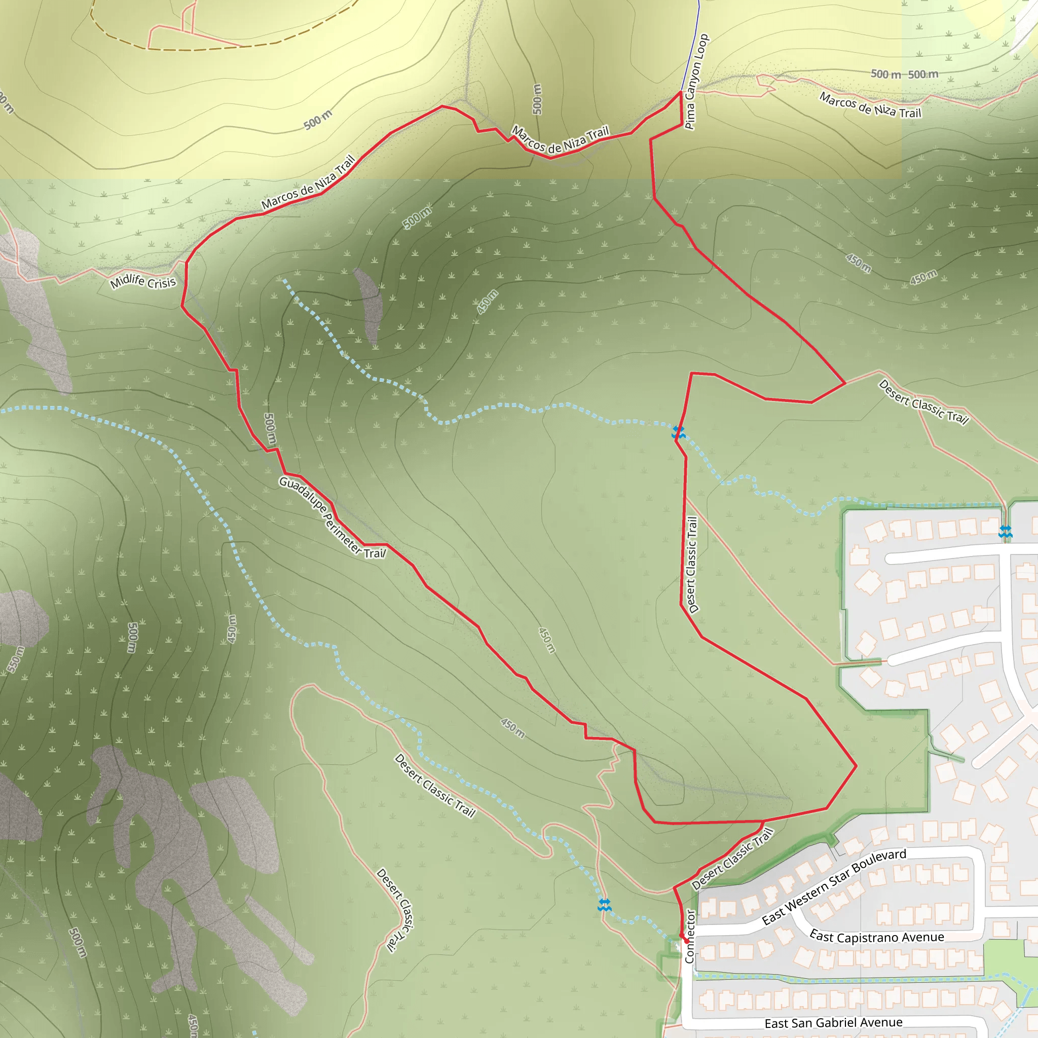 Chihuahua Ridge and Desert Classic Loop Trail mobile static map