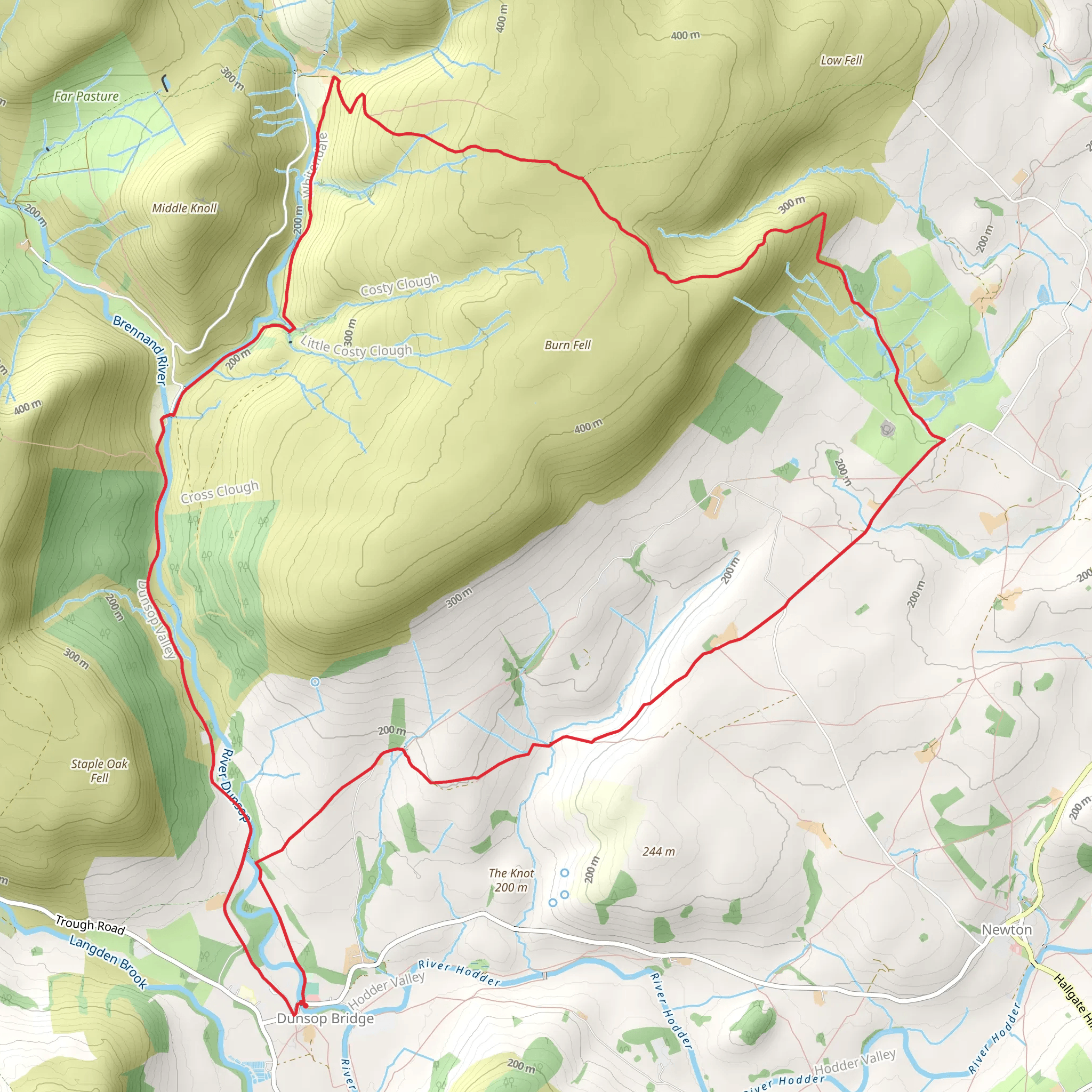 Dunsop Fell and the Forest of Bowland mobile static map