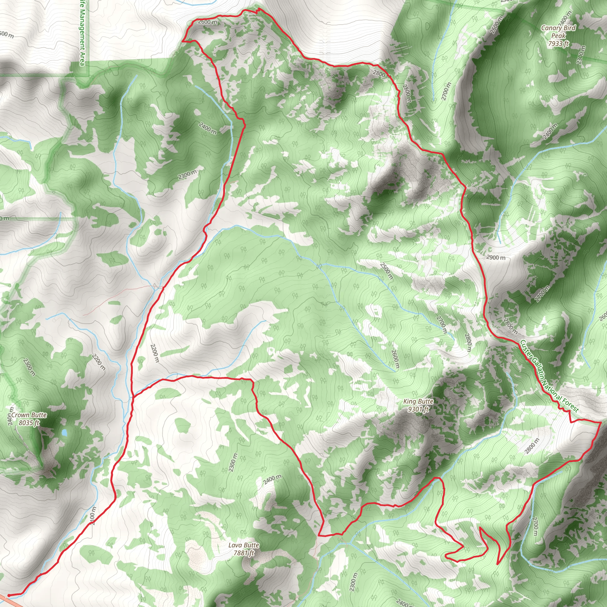 Big Horn Peak - Black Butte - Daly Creek Loop mobile static map
