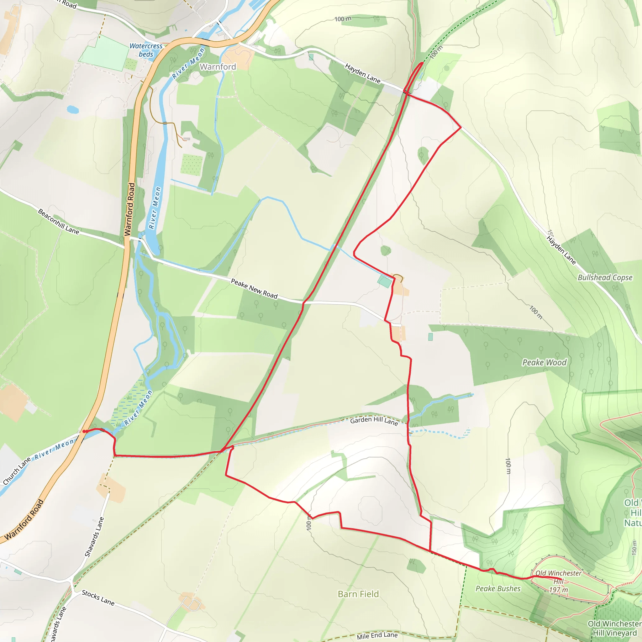 Old Winchester Hill from Exton mobile static map