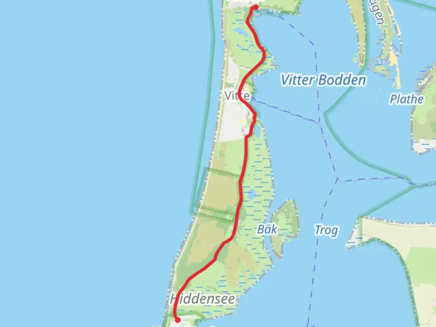 An image depicting the trail Kloster to Neuendorf via Aasriege and its surrounding area.