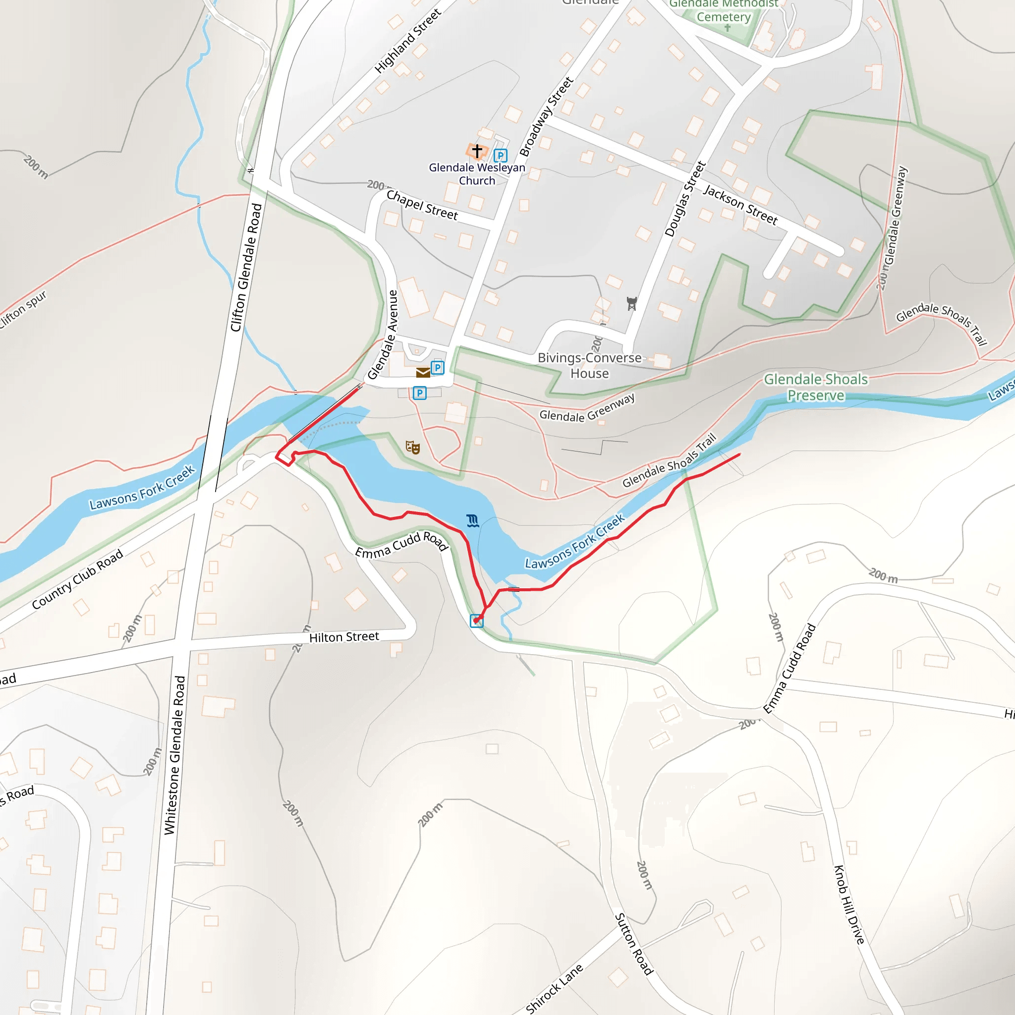 Lawsons Fork Creek Out and Back mobile static map