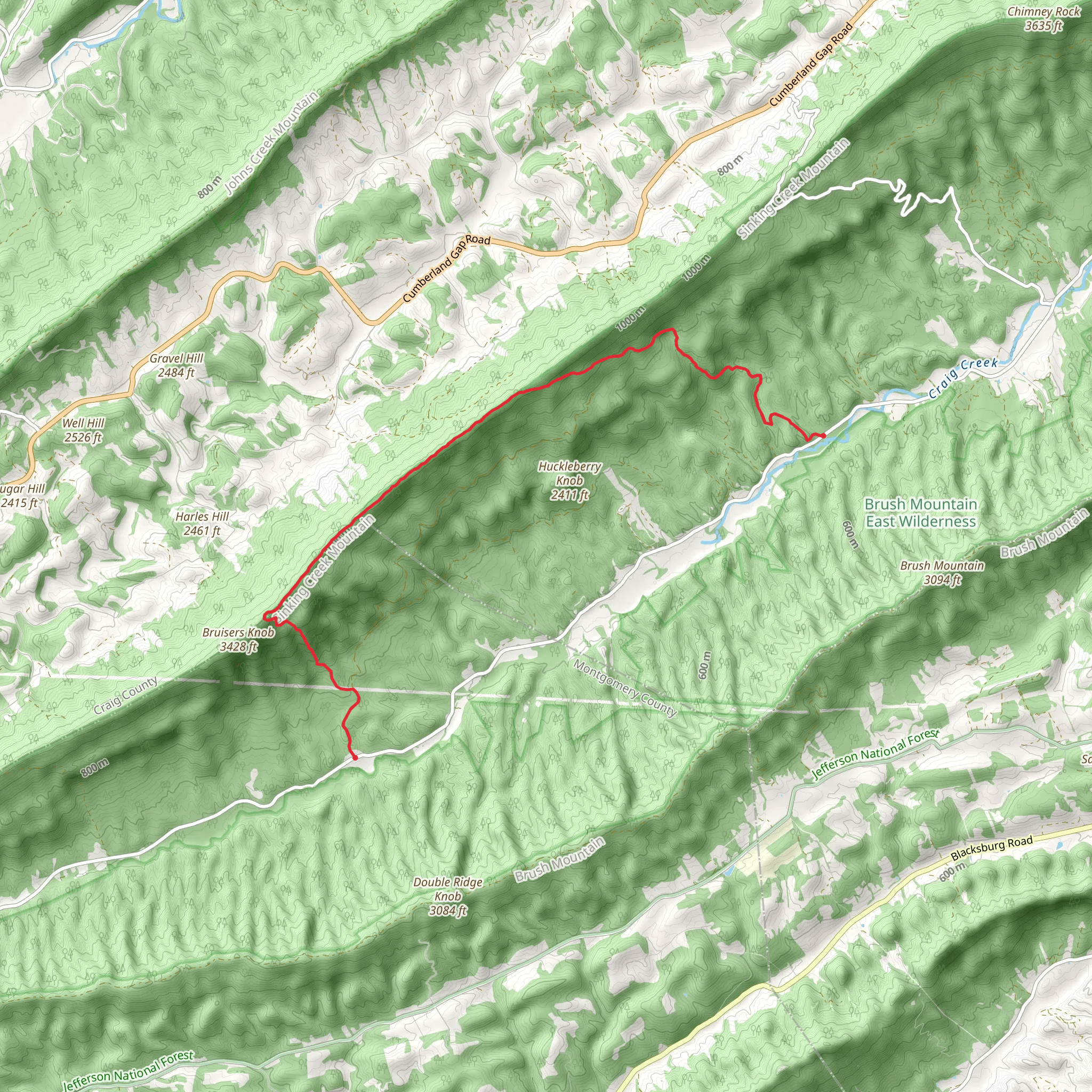 Craig Creek Road Horseshoe - Appalachian Trail mobile static map