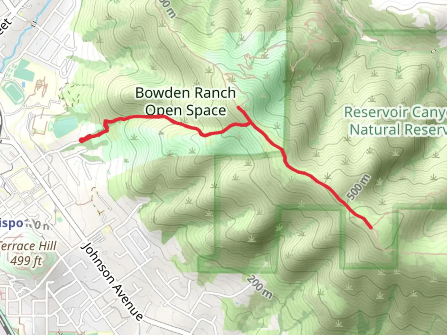 An image depicting the trail Bowden Ranch and Tower Ridge Trail and its surrounding area.