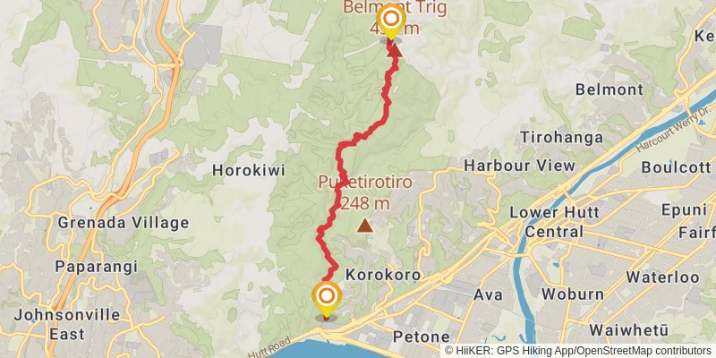 Round Knob and Puke Ariki Track stage 2 Map