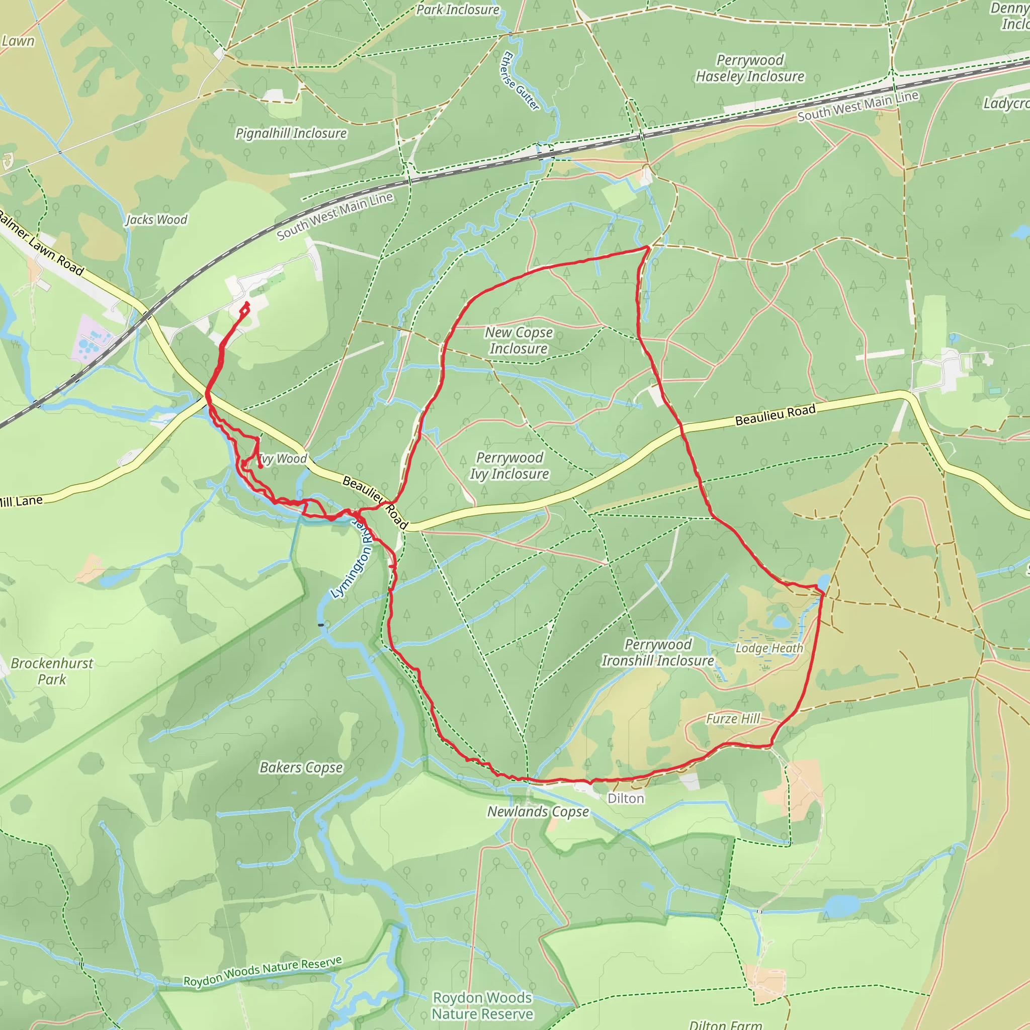 vy Wood, Brockenhurst, Dilton & New Copse Loop! mobile static map