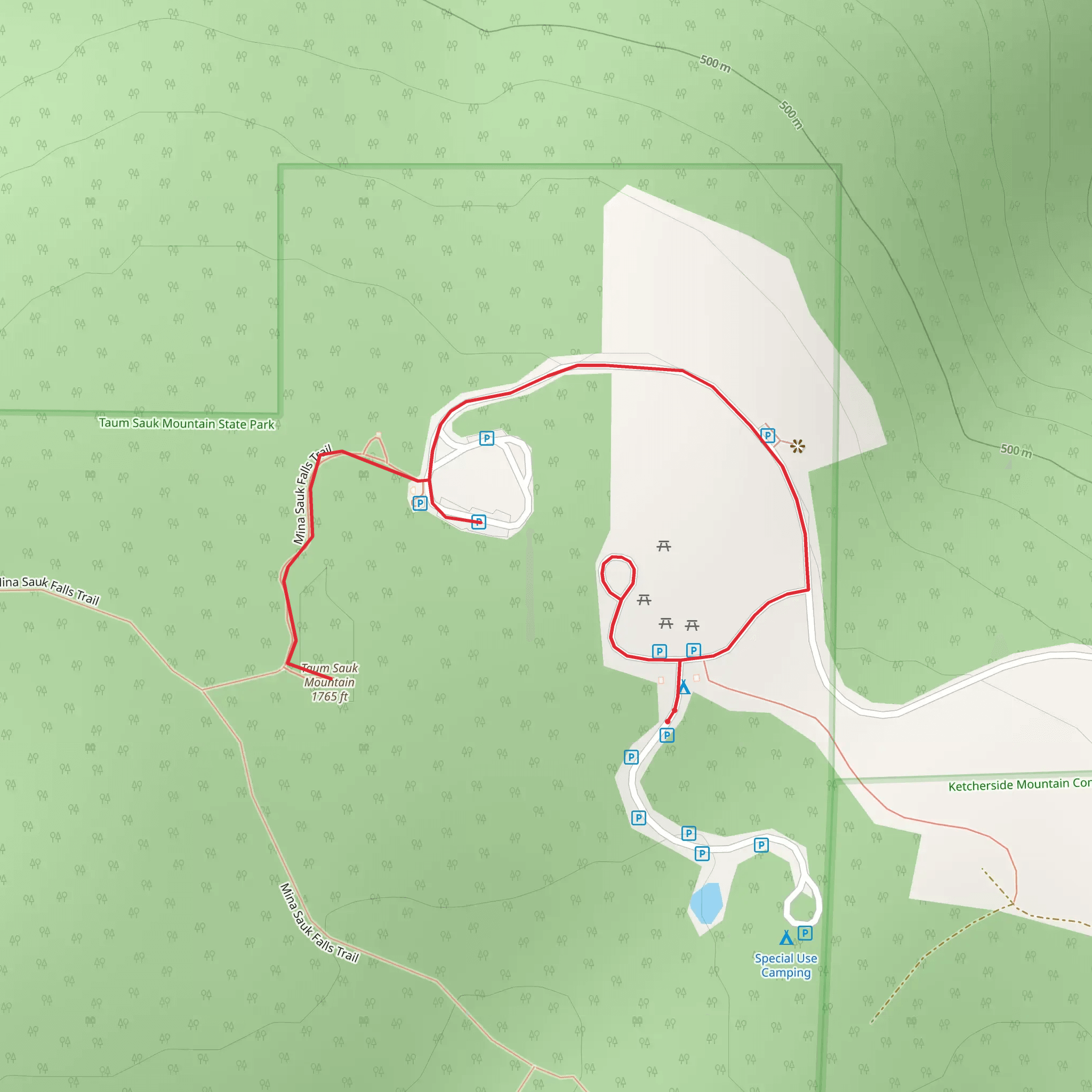 Mina Sauk Falls Trail - Short mobile static map