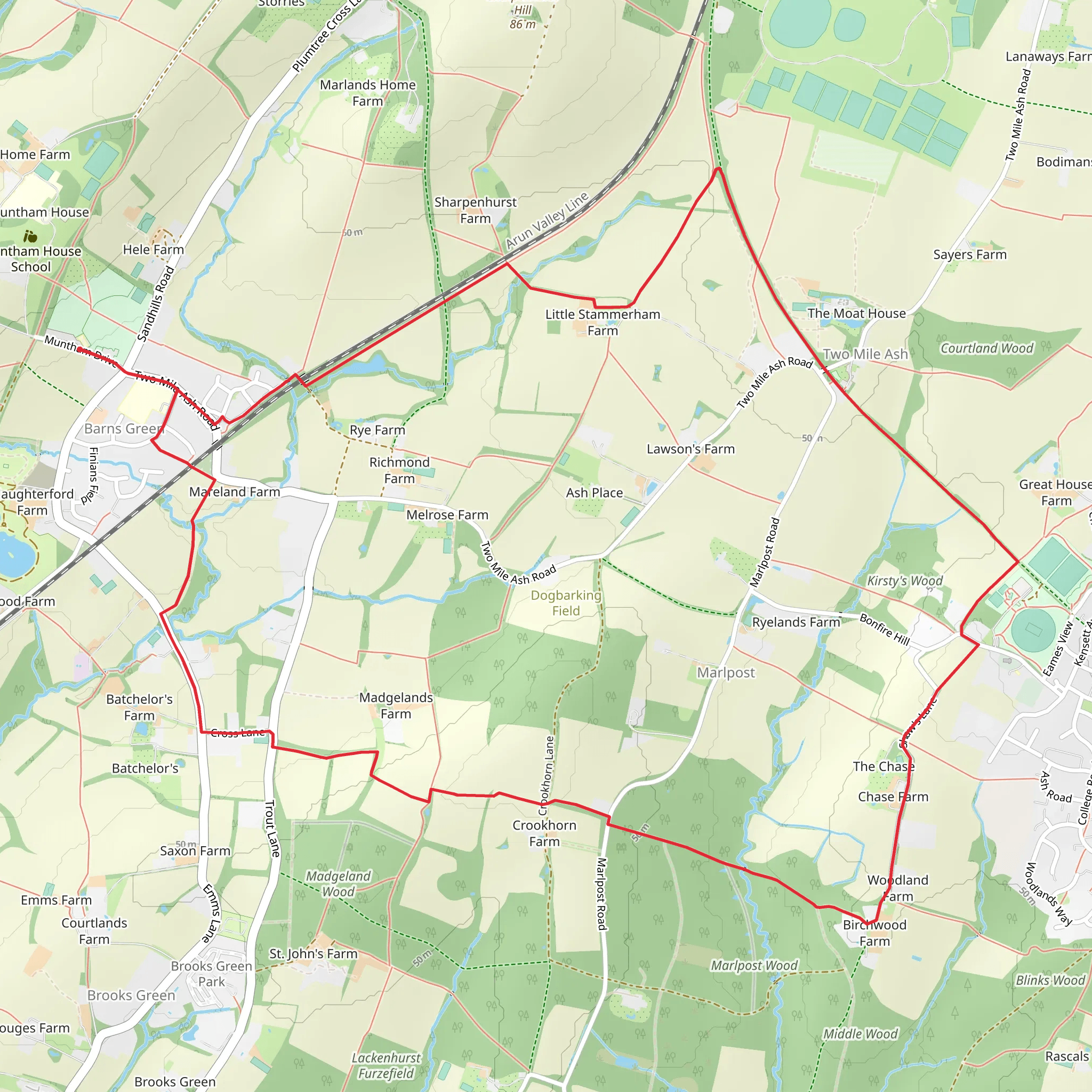 Barns Green Loop mobile static map