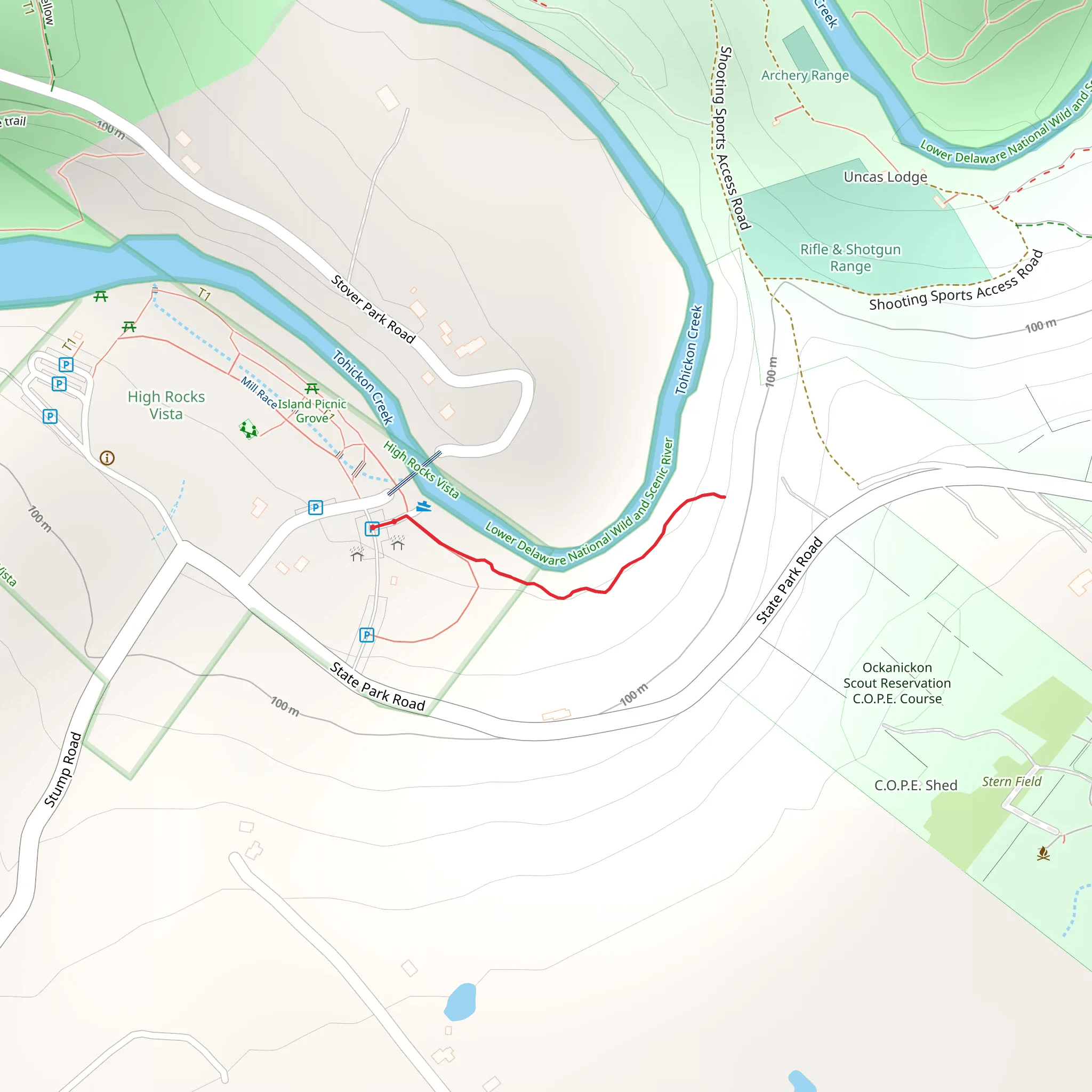 Tohickon Creek Walk along from Stover Park Road mobile static map