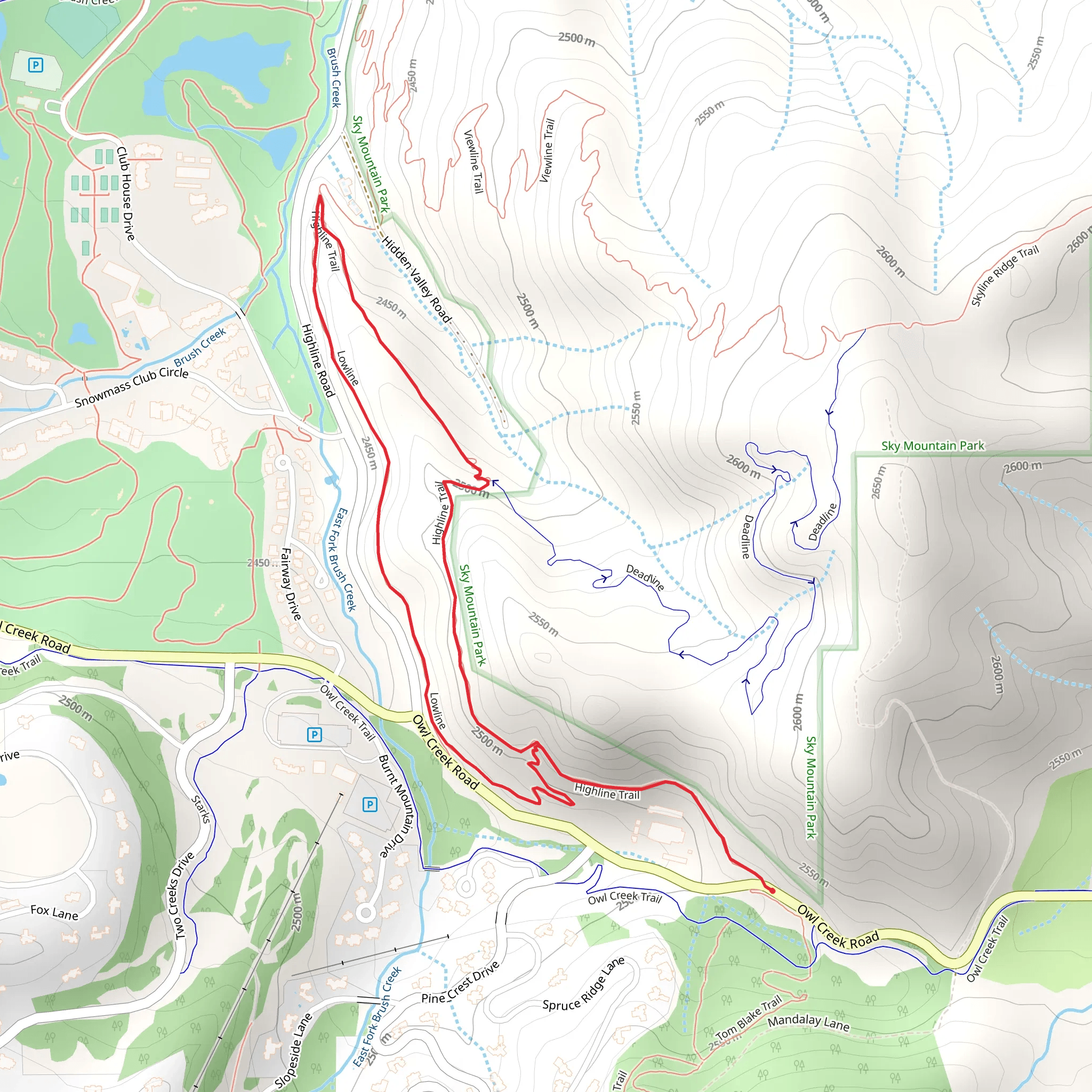 Highline and Lowline Loop mobile static map