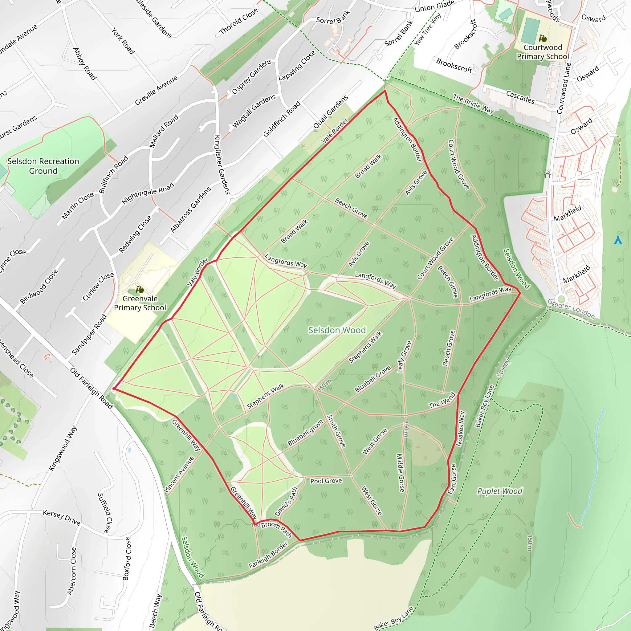 Selsdon Wood Loop mobile static map