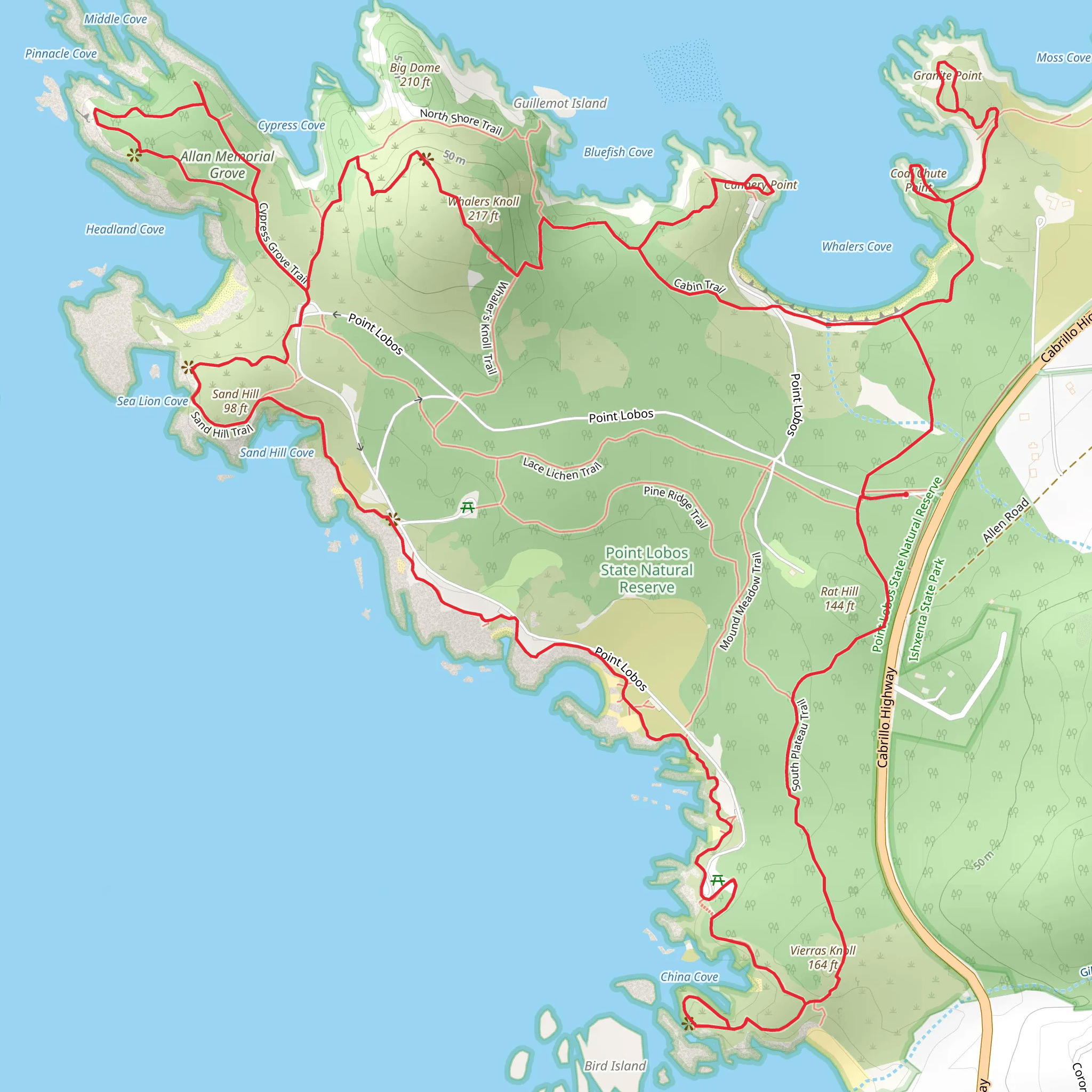 Cannery Point, Whalers Knoll, Big Dome, Sand Hill and Rat Hill Loop mobile static map