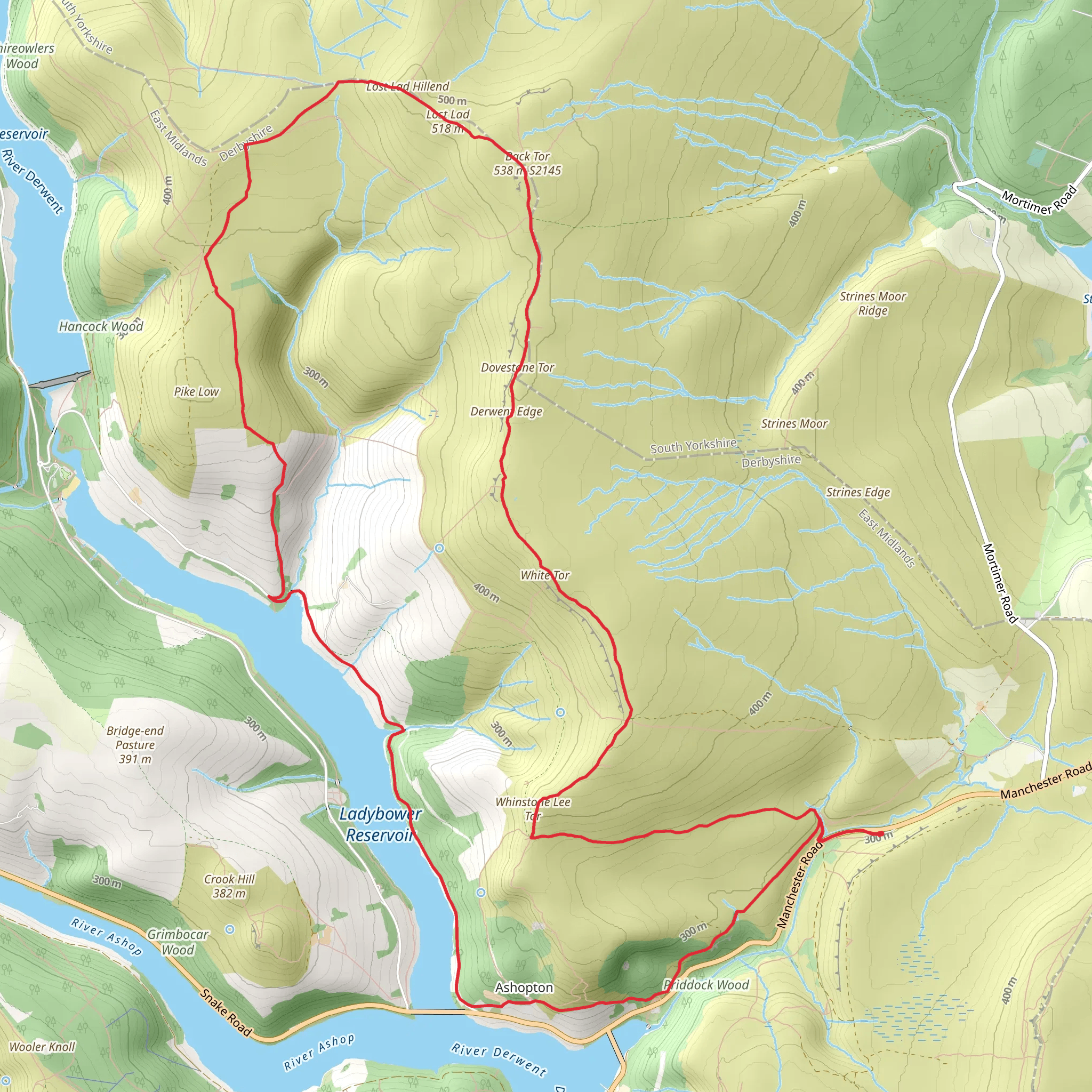 Ladybower and Derwent Edge mobile static map