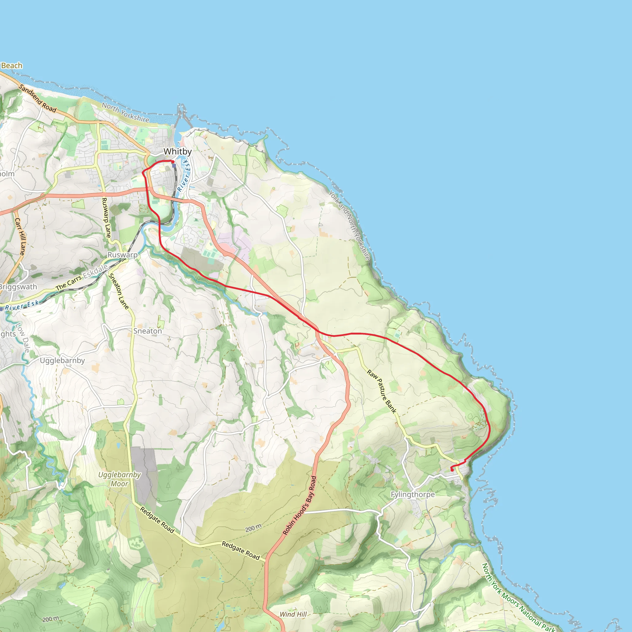 Robin Hood's Bay to Whitby Walk mobile static map
