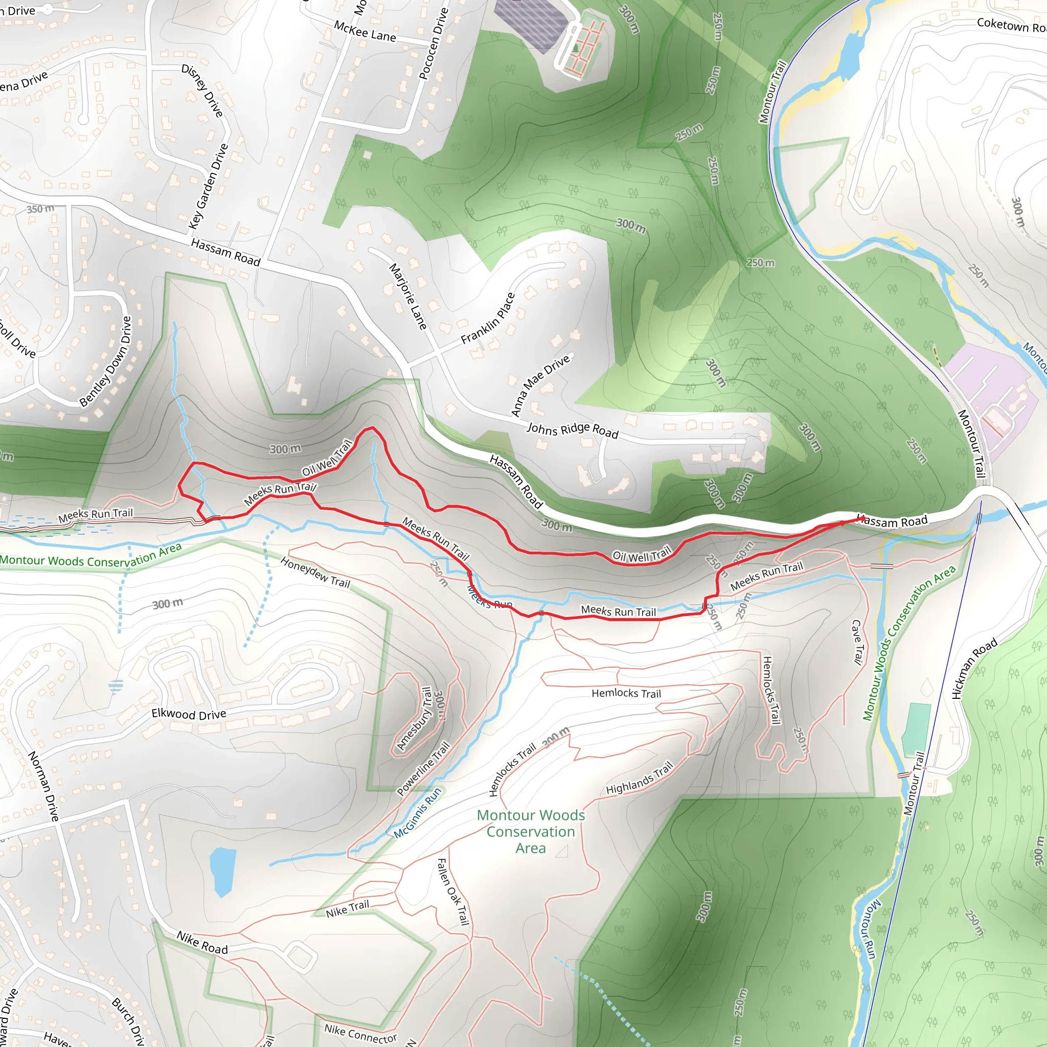 Meeks Run and OIl Well Loop Trail mobile static map