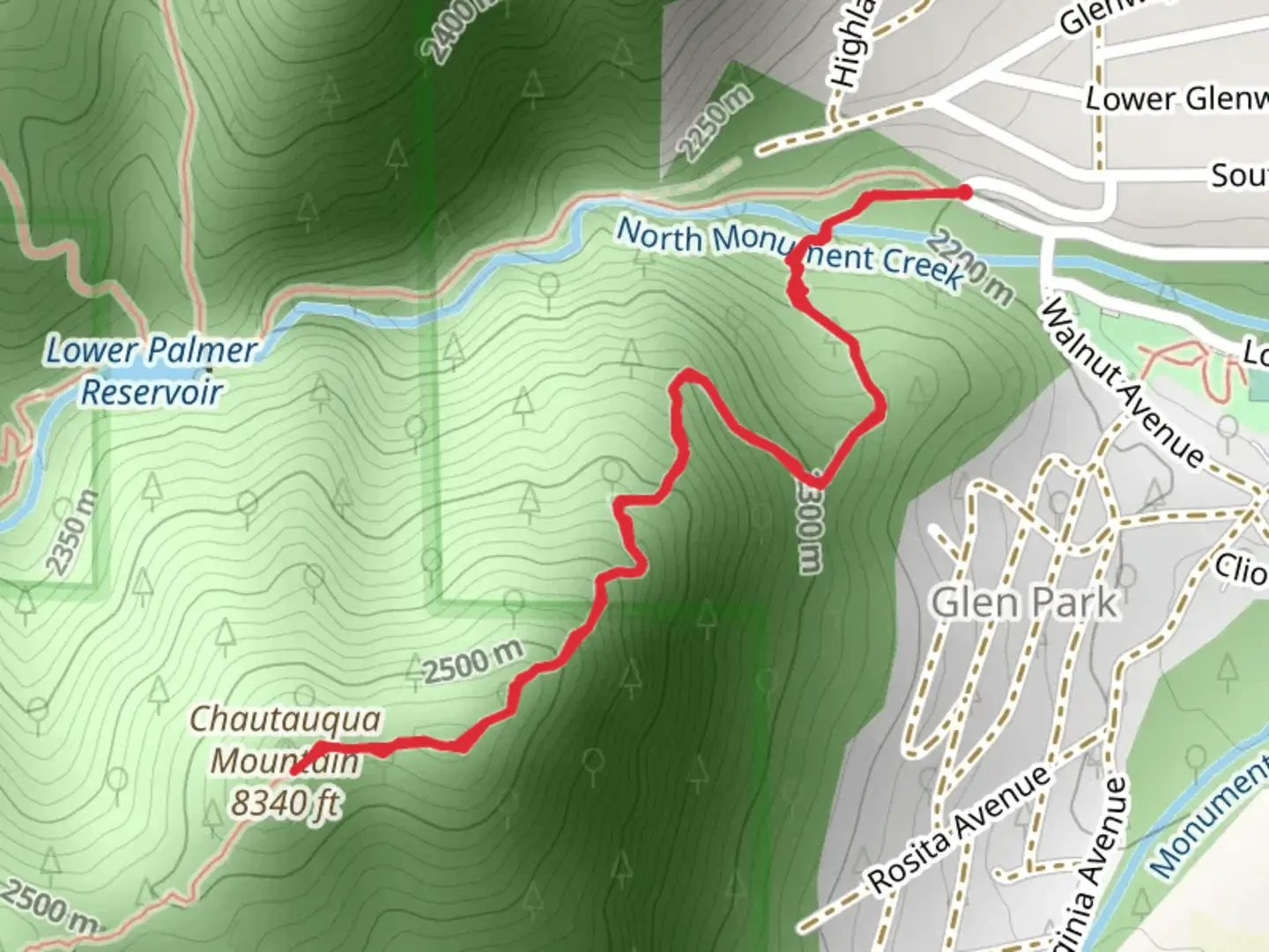 An image depicting the trail Chautauqua Mountain Trail and its surrounding area.