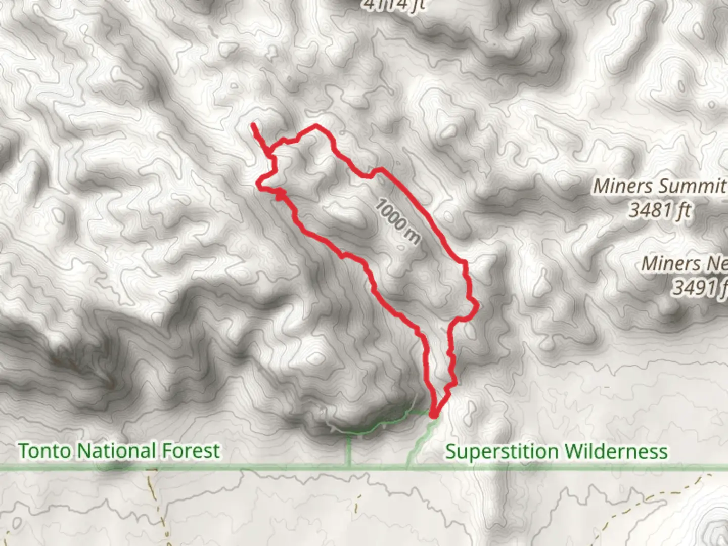 An image depicting the trail Bluff Spring Trail and Peralta Canyon Loop Trail and its surrounding area.