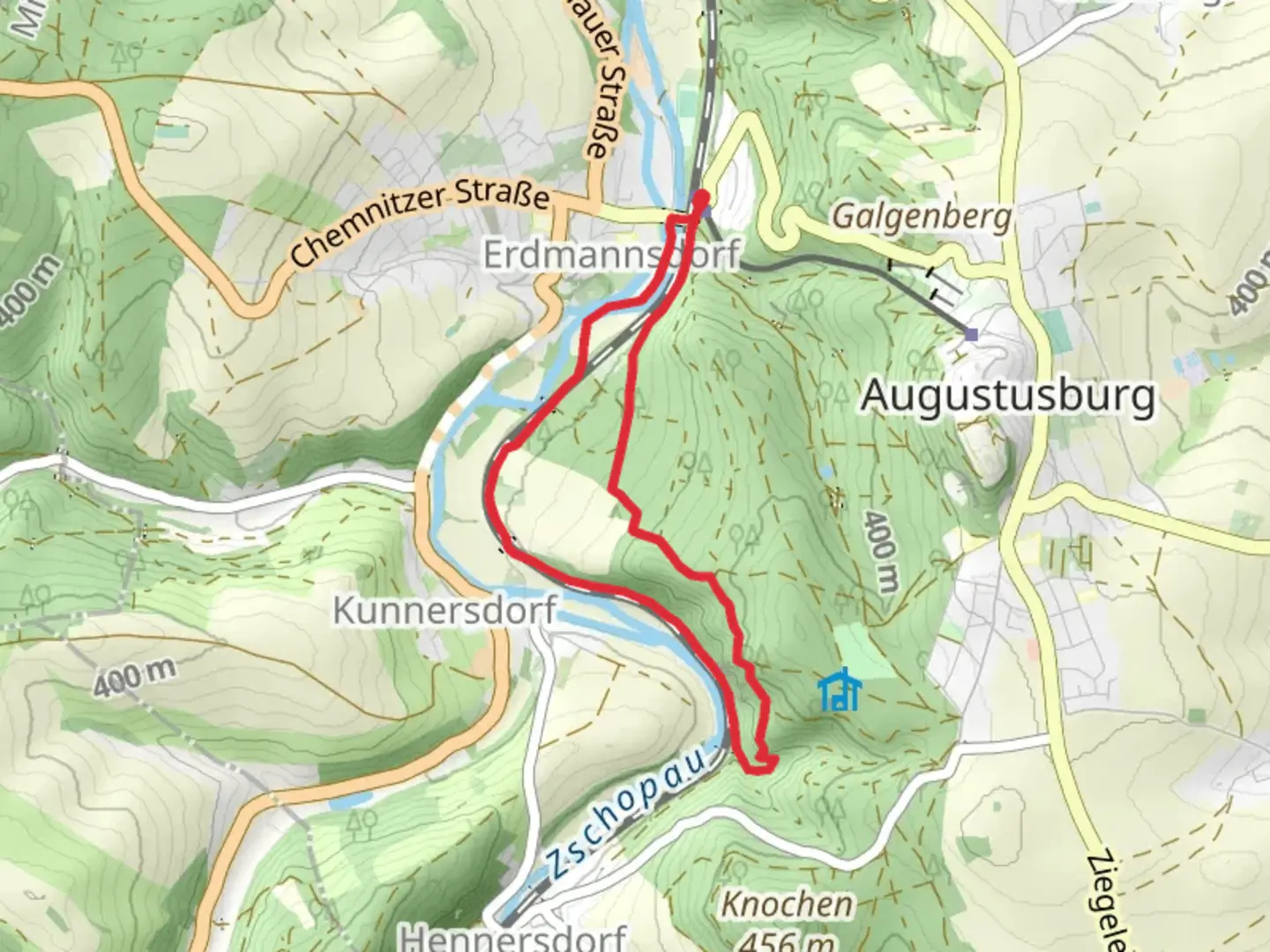 An image depicting the trail Förstersteig and Auenweg Loop and its surrounding area.