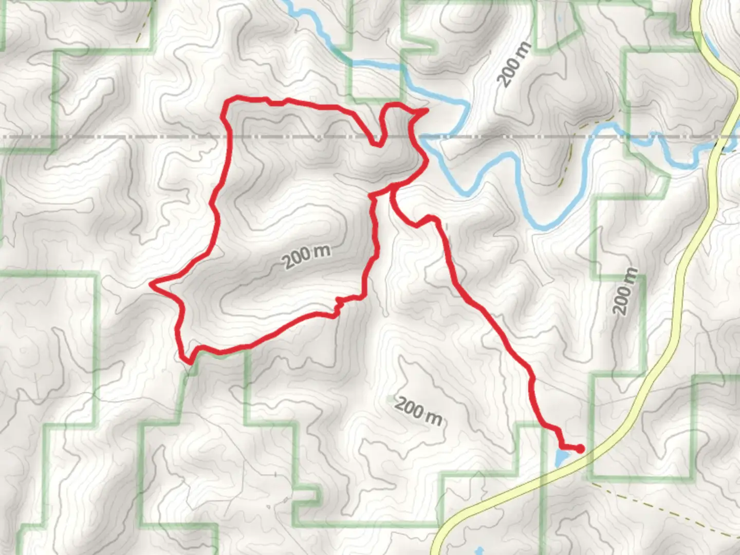 An image depicting the trail Jeffries Cemetery Loop and its surrounding area.