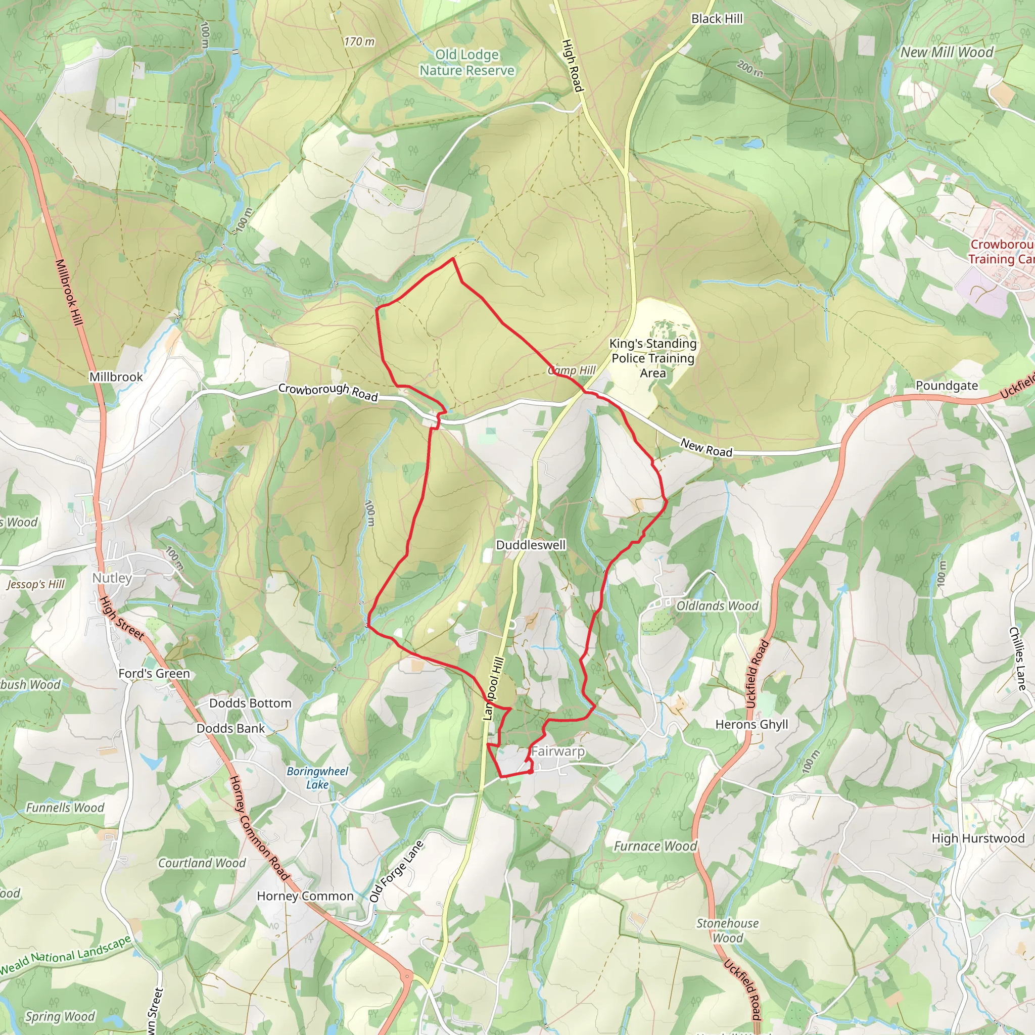 Fairwarp and Duddleswell Loop mobile static map