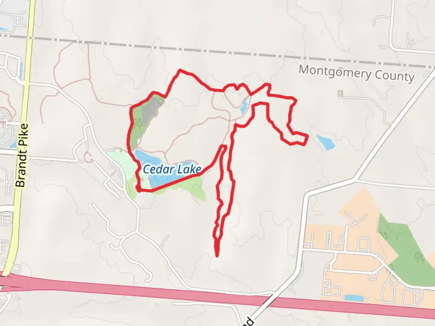 An image depicting the trail Cedar Lake - Orange and Yellow Loop and its surrounding area.