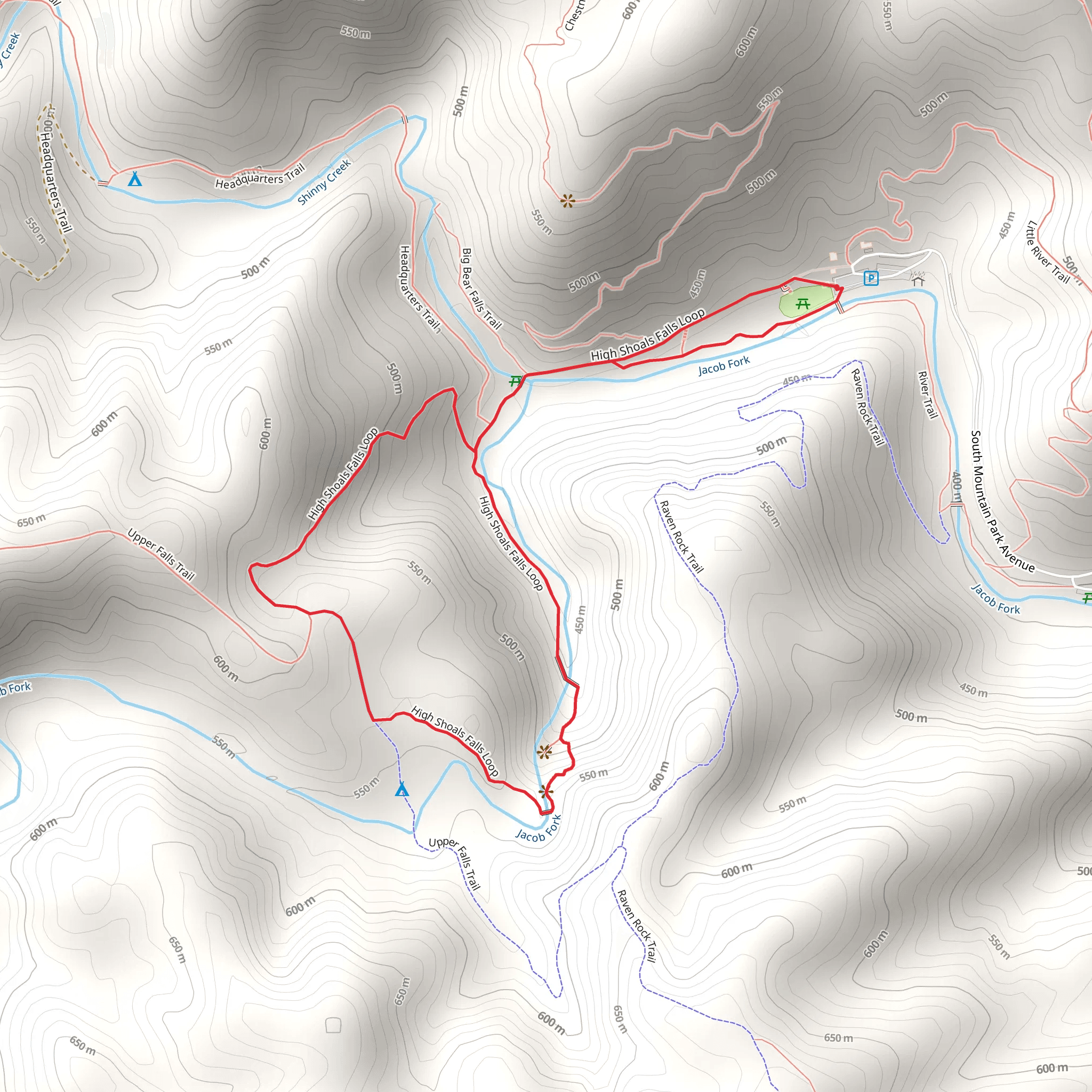 Hemlock Nature and High Shoals Falls Loop Trail mobile static map