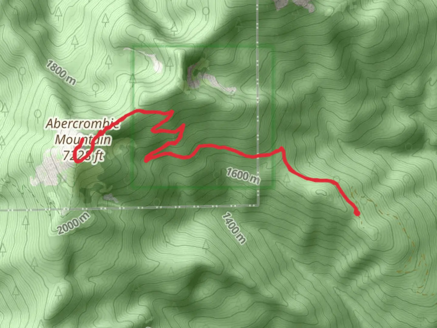 An image depicting the trail Abercrombie Mountain via Flume Creek Trail and its surrounding area.
