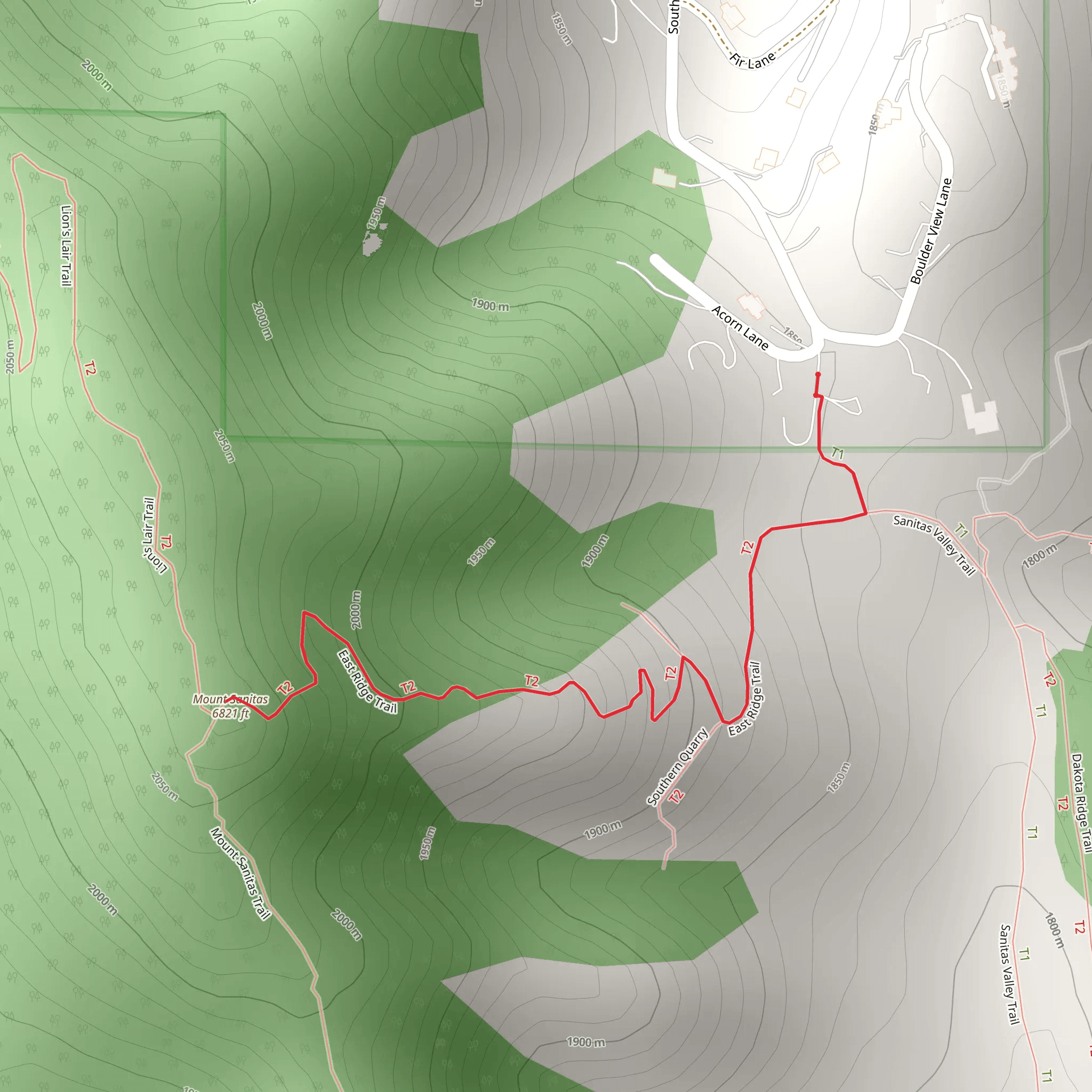 Mount Sanitas via East Ridge Trail mobile static map