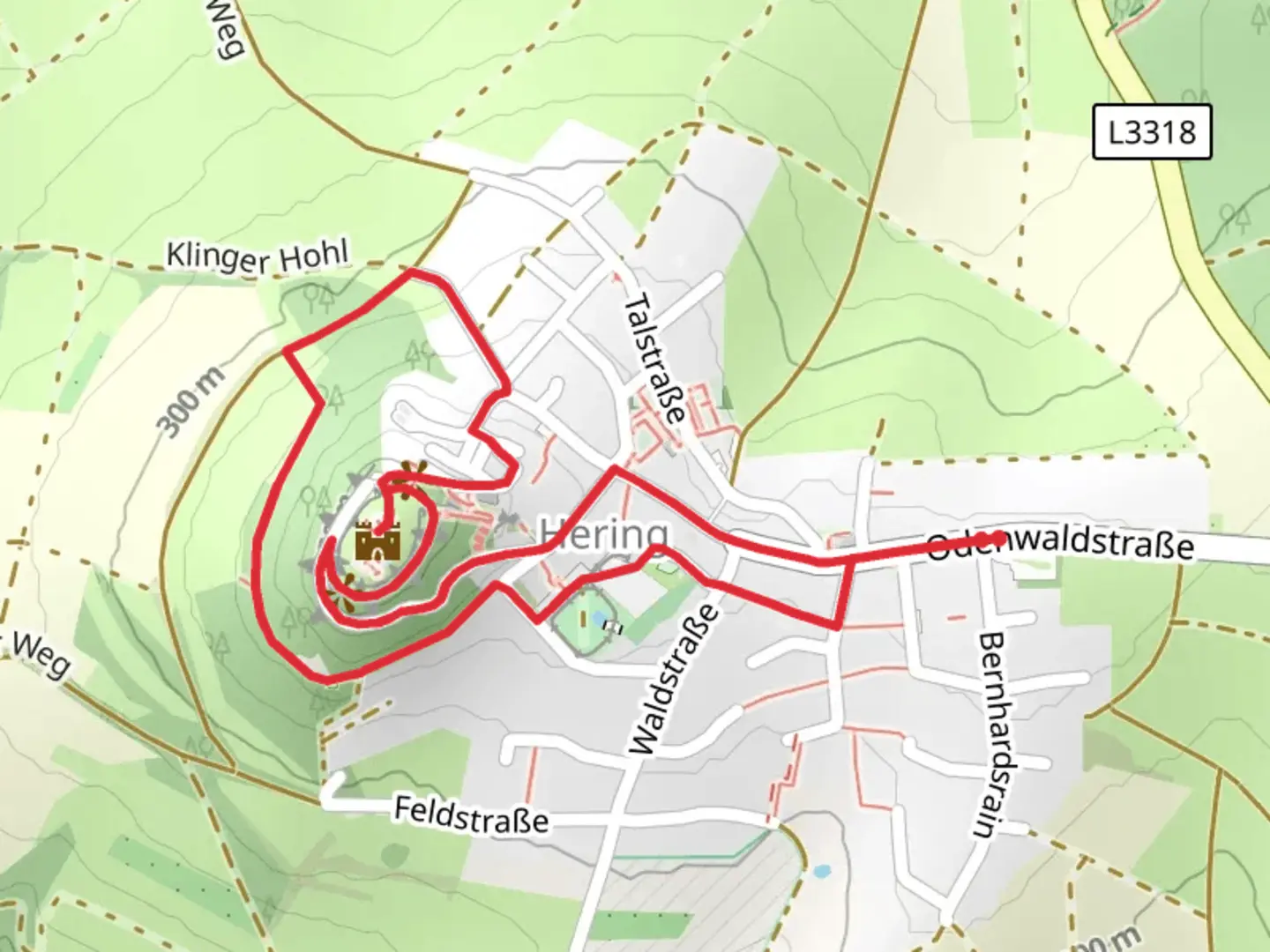 An image depicting the trail Veste Otzberg Loop and its surrounding area.