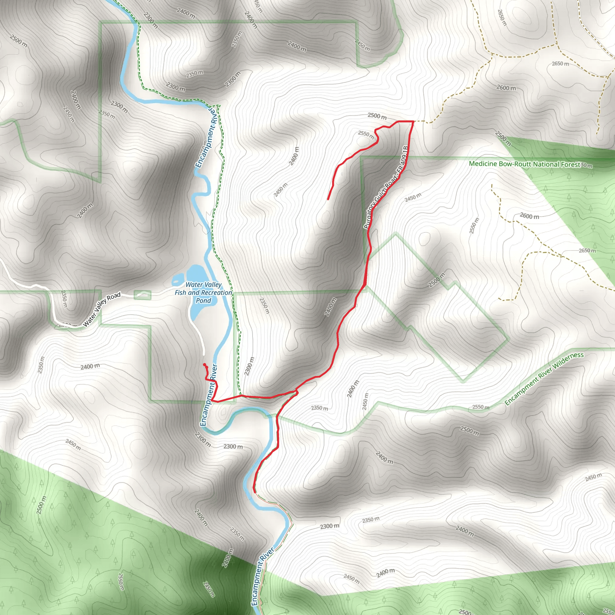 Purgatory Gulch and Encampment River Trail mobile static map