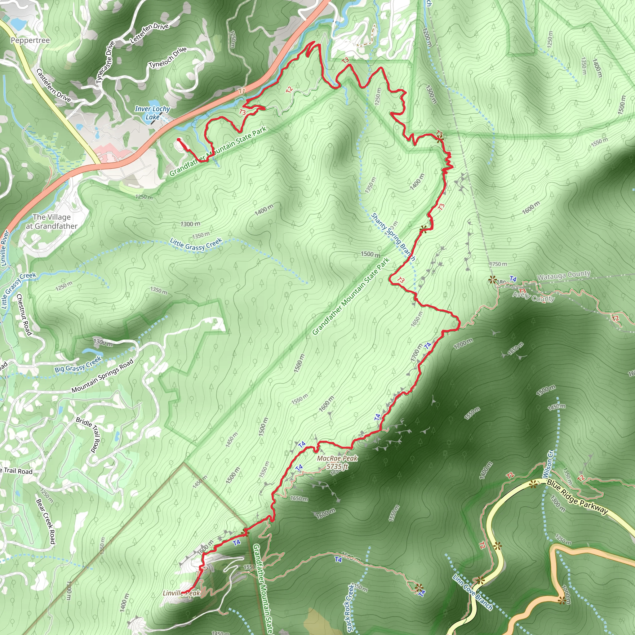 Linville Peak via Profile Trail mobile static map