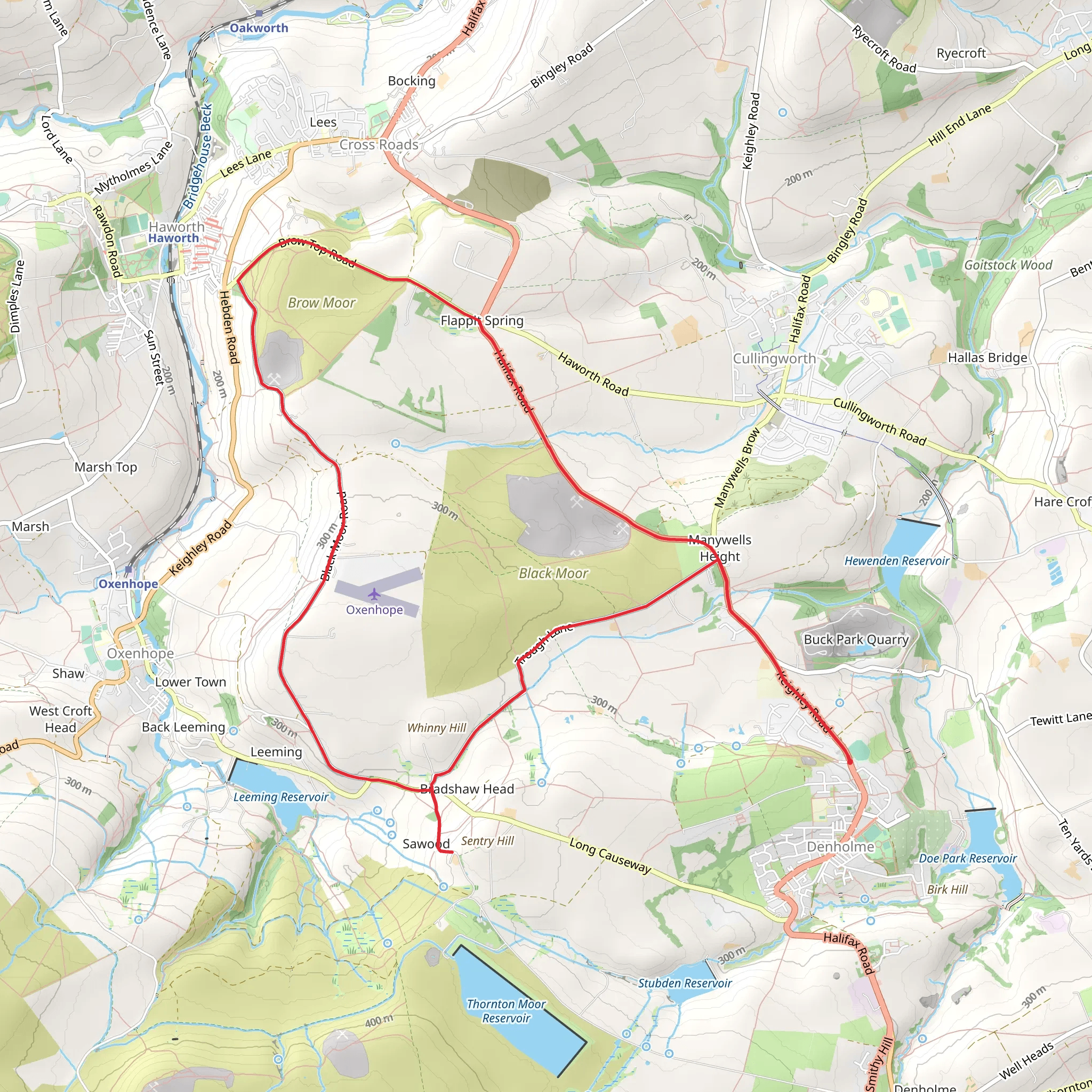 Cullingworth Country Park and Brow Moor Loop mobile static map