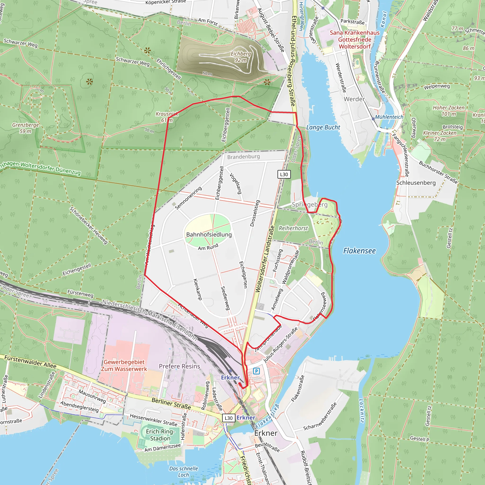 Flakensee and Krausnick mobile static map