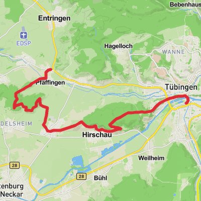 Pfaffingen to Tubingen Walk mobile static map