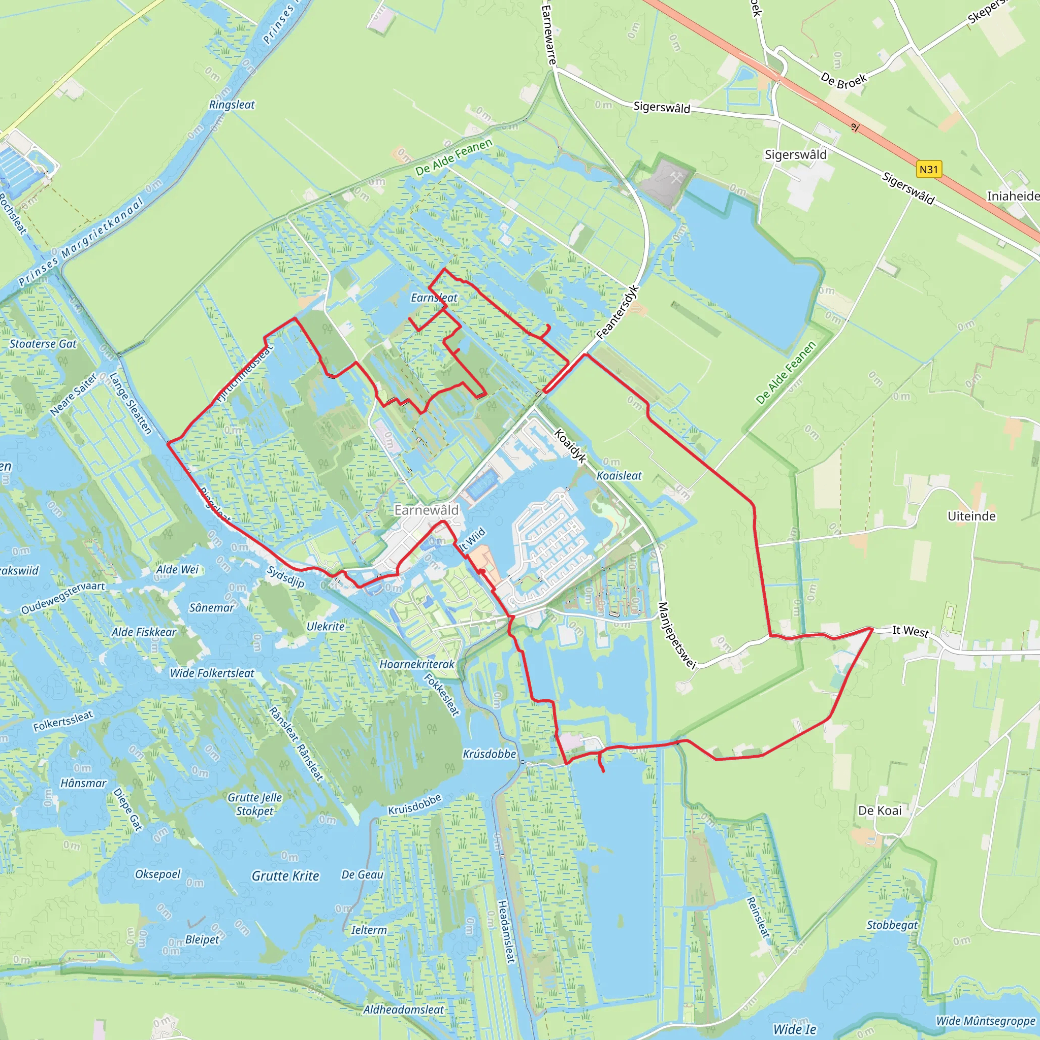 Alde Feanen and Earnewald Loop mobile static map