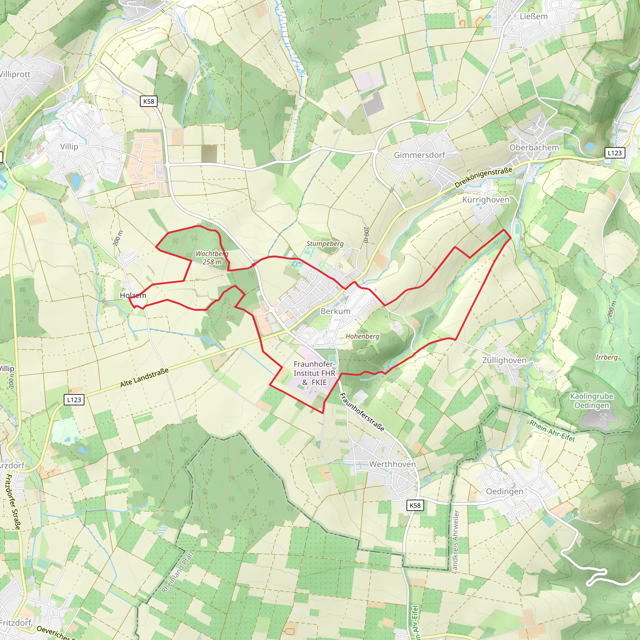 Wachtberg and Kurrighoven Loop mobile static map